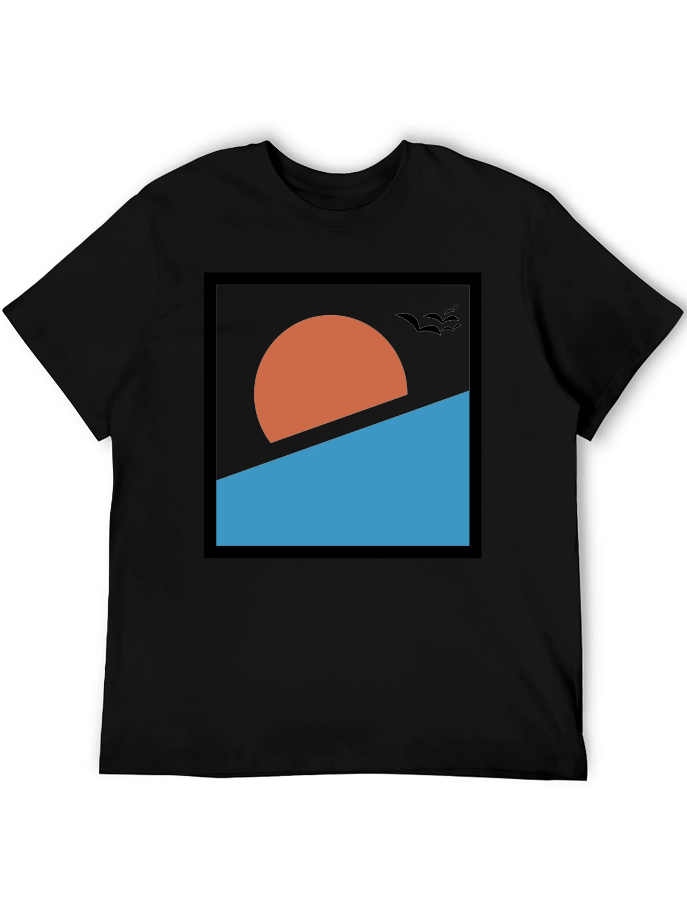 Black Abstract Sunset Graphic Tee - Modern Design view 5