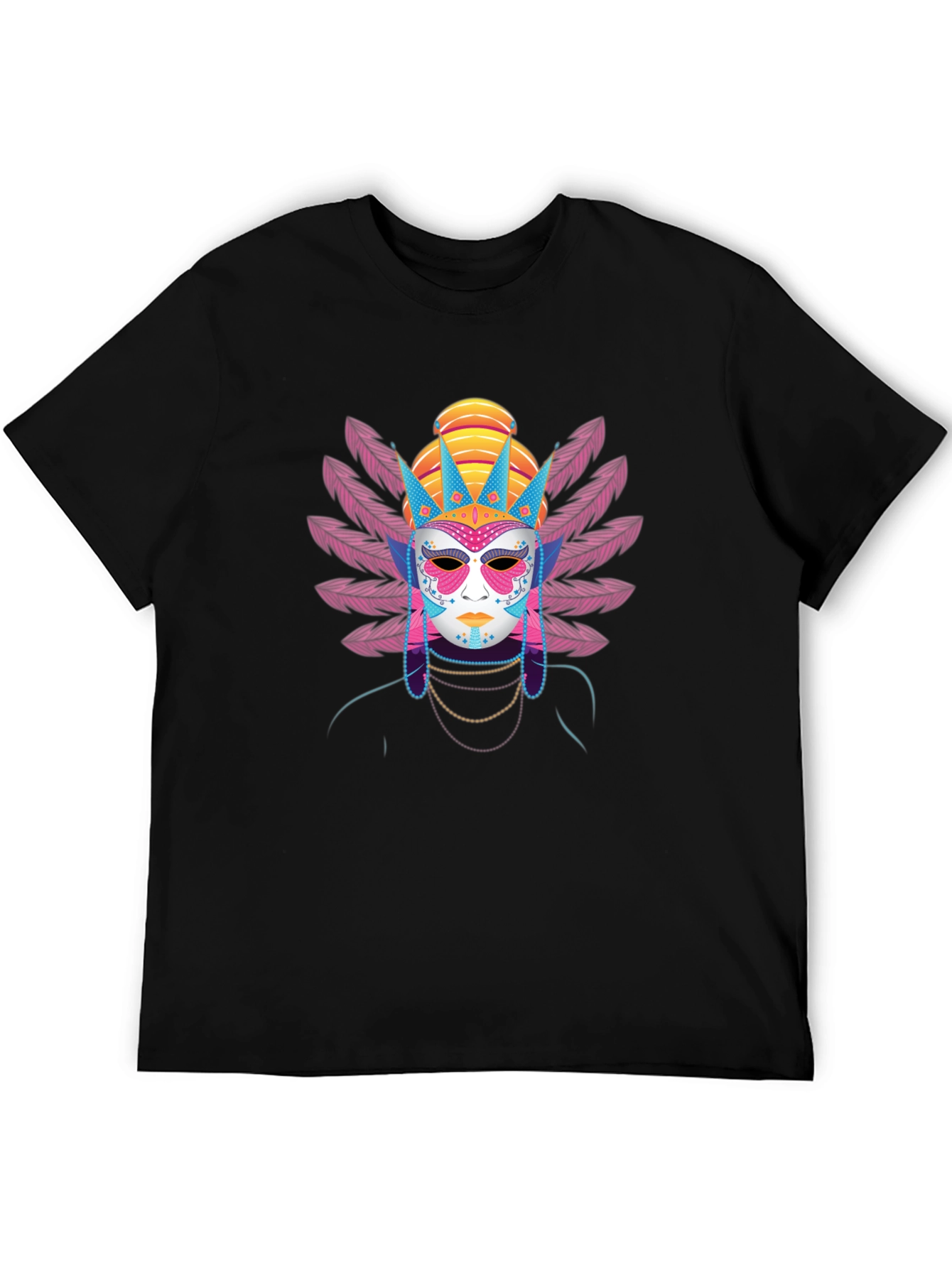 Black Masked Festival Graphic Tee - Unique Design view 5