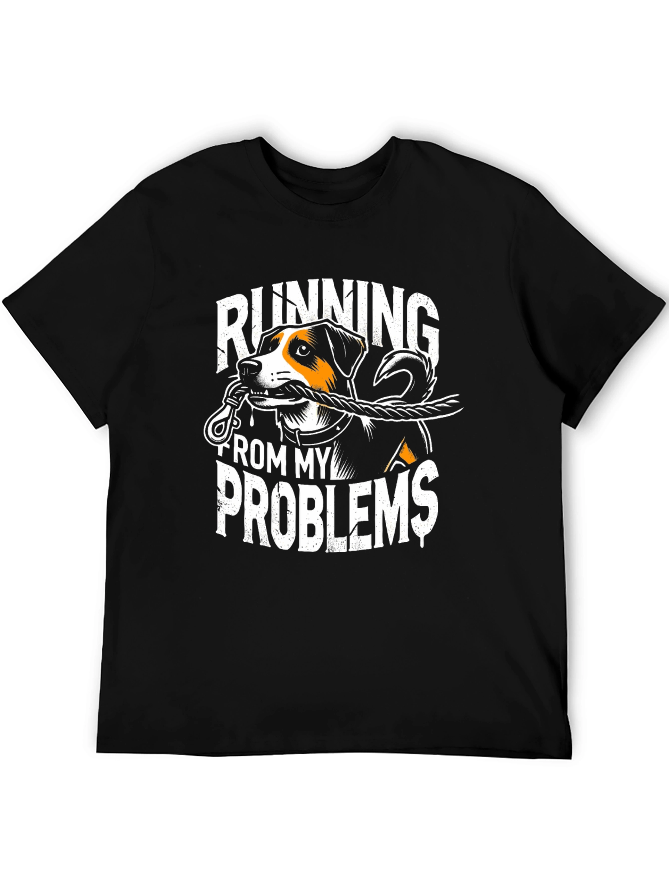 Black Running From My Problems Dog Graphic T-Shirt view 5