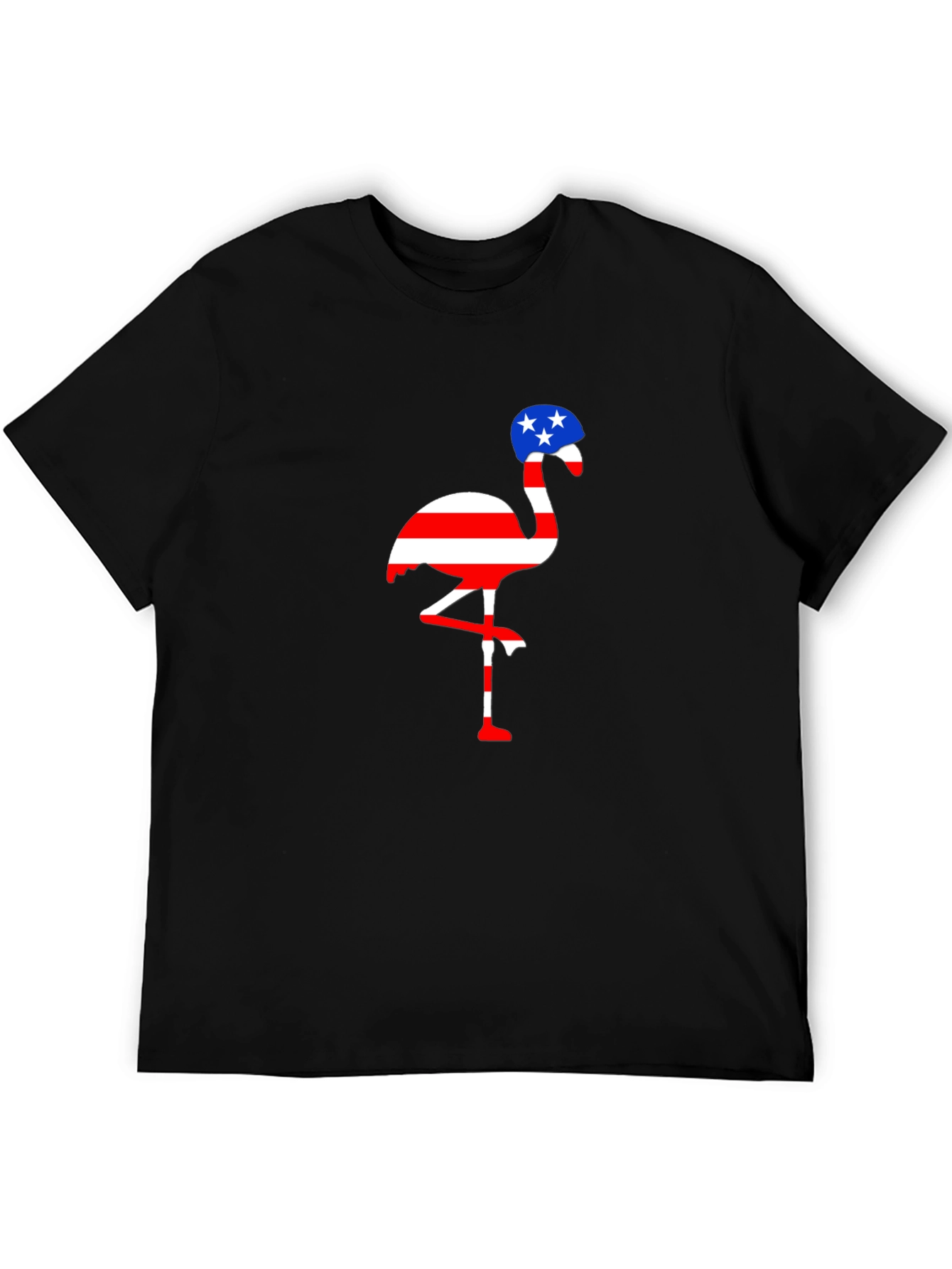 Black Patriotic Flamingo T-Shirt, American Flag Design view 5