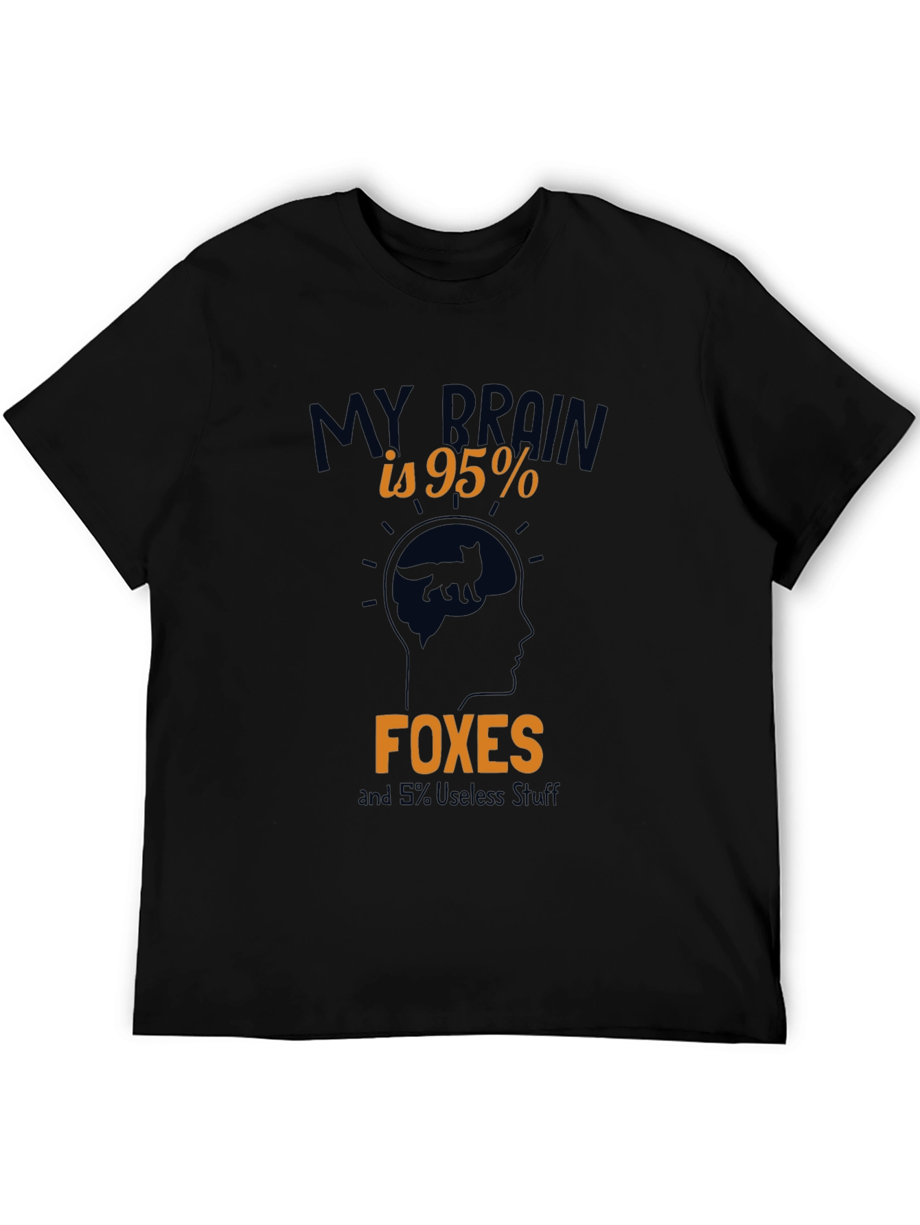 Black My Brain is 95% Foxes Funny Men's Graphic T-Shirt view 5