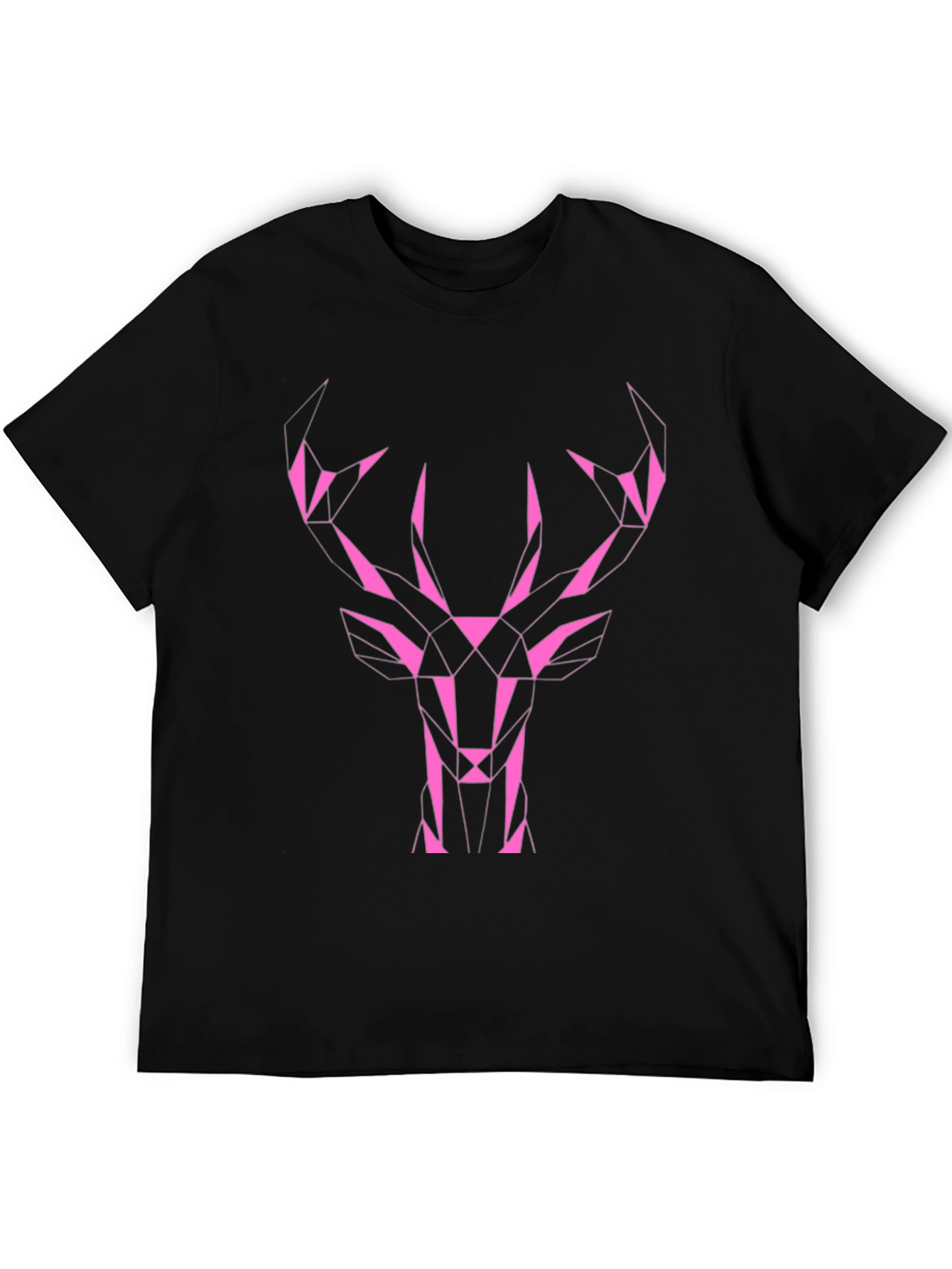 Black Geometric Deer Graphic Tee - Black Cotton view 5