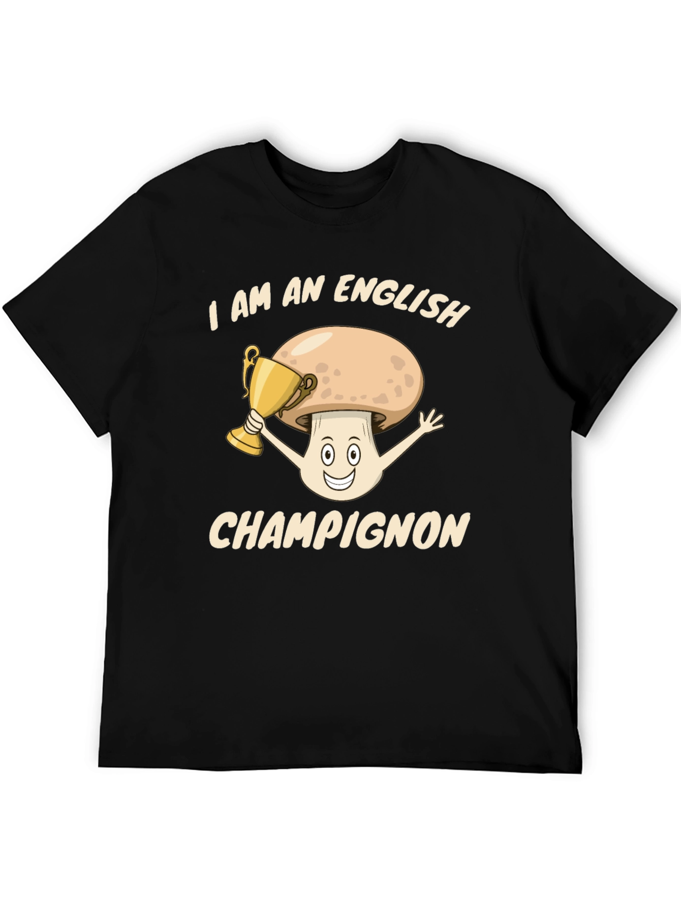 Black English Champignon T-Shirt - Funny Mushroom Pun Tee view 5