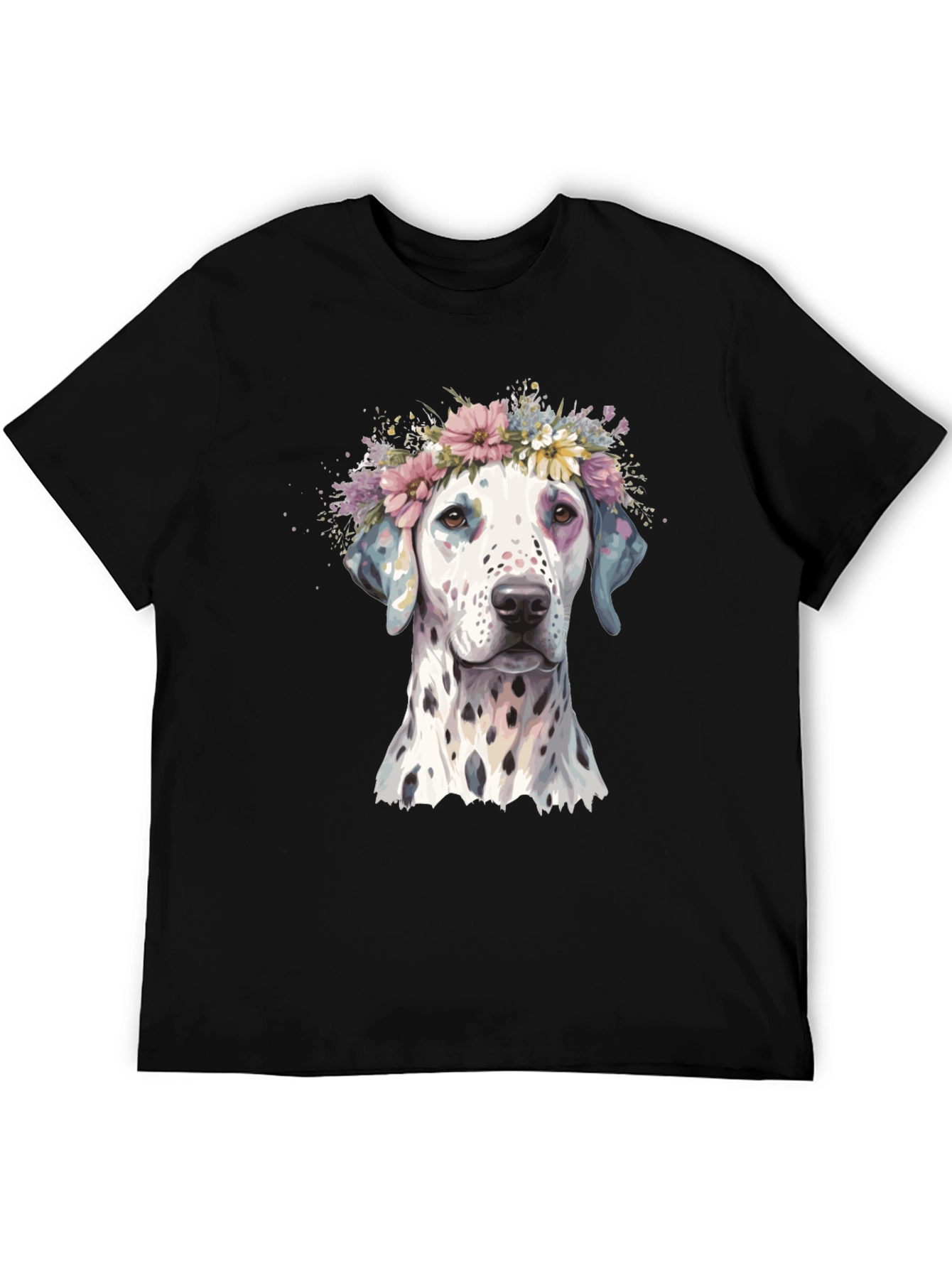 Black Dog Flower Crown Graphic T-Shirt view 5