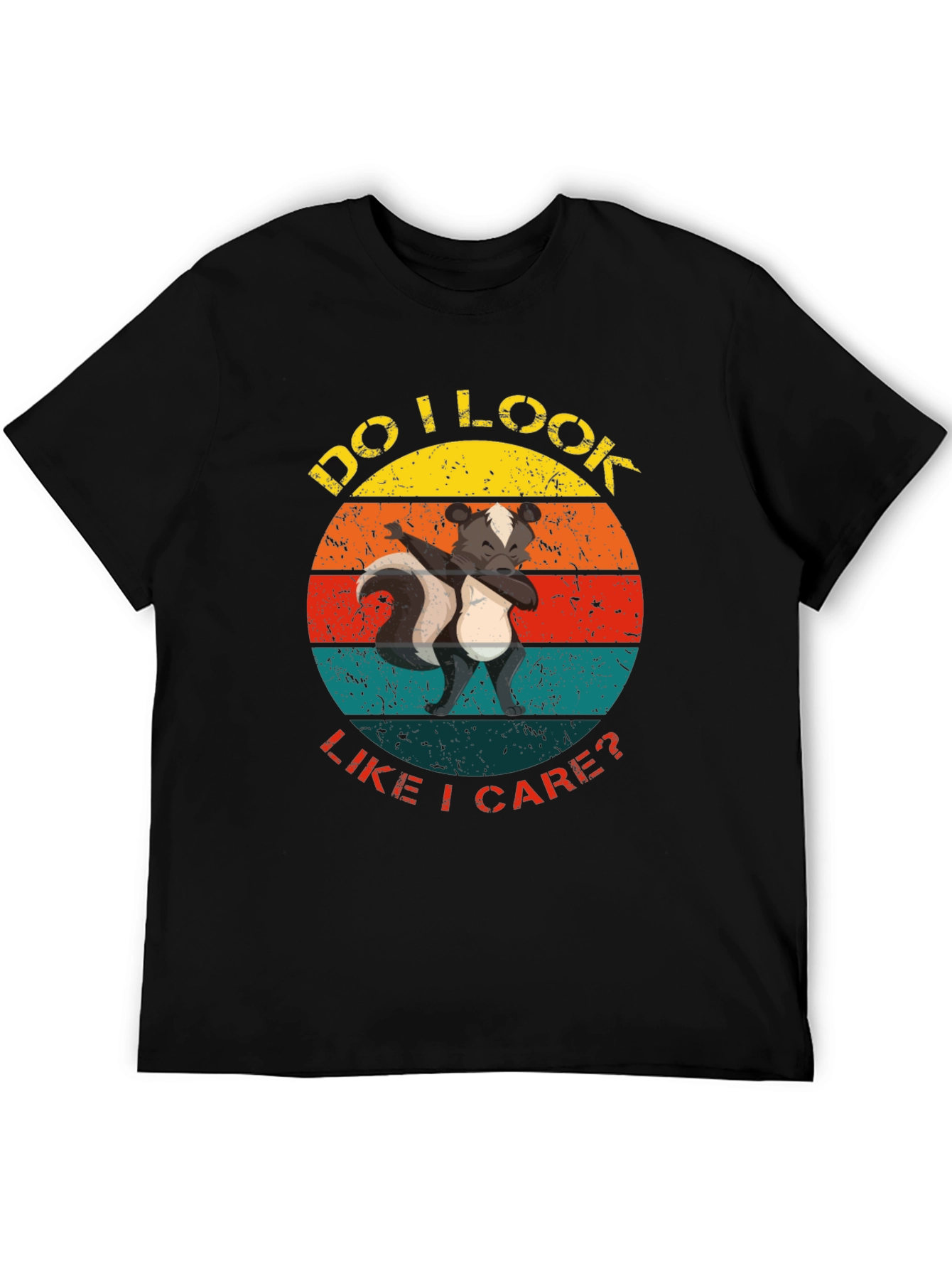 Black Skunk Dab Funny T-Shirt Retro Circle Design view 5