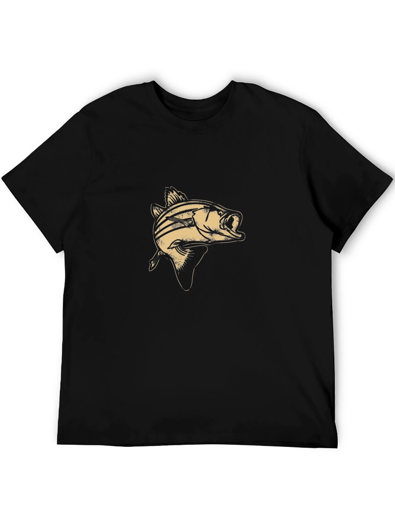 Black Men's Black Graphic T-Shirt - Fish Design view 5