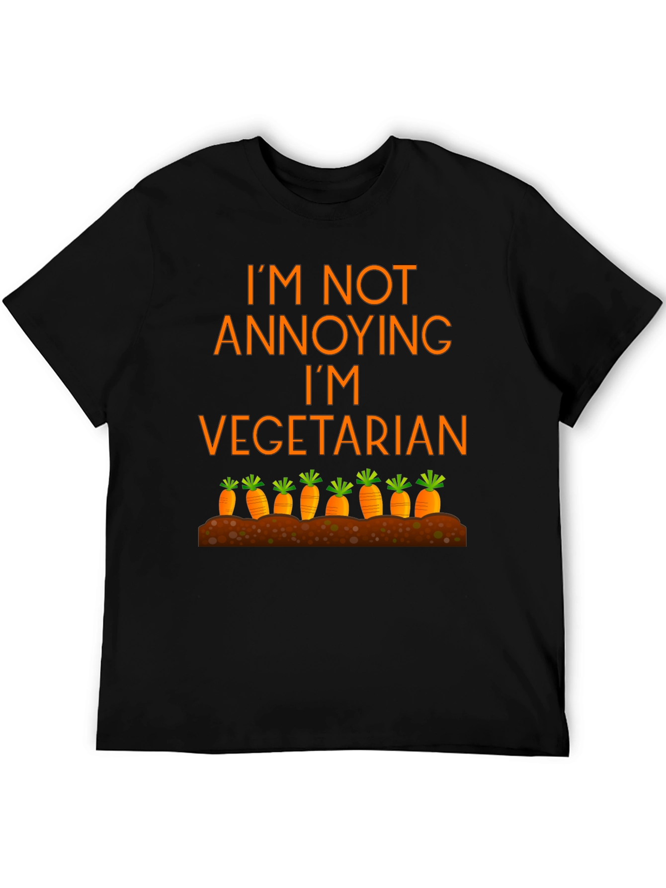 Black Vegetarian Graphic Tee - Funny Carrot Design view 5