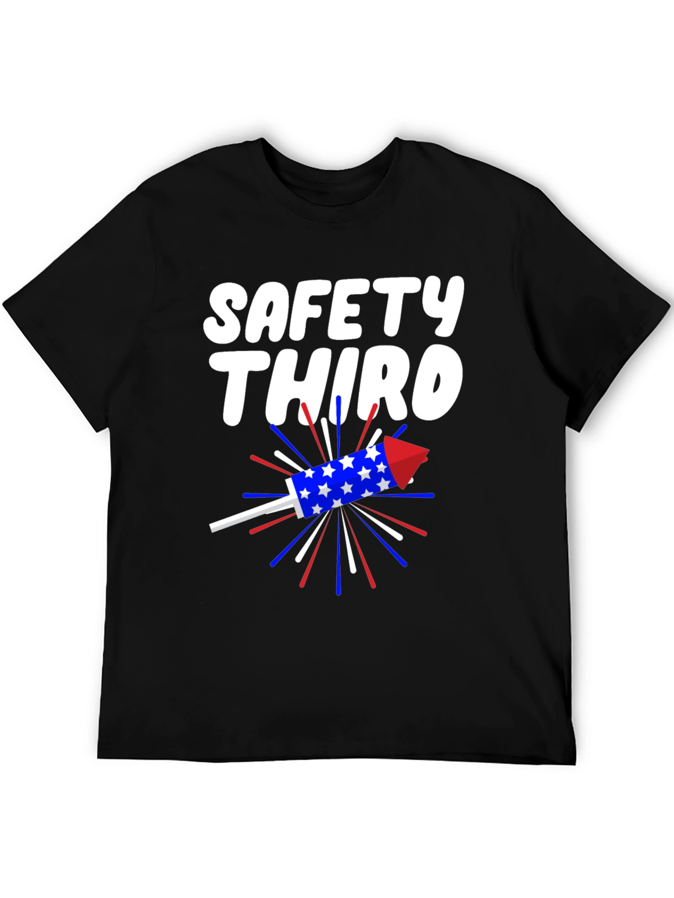 Black Safety Third T-Shirt Patriotic Rocket Tee view 5