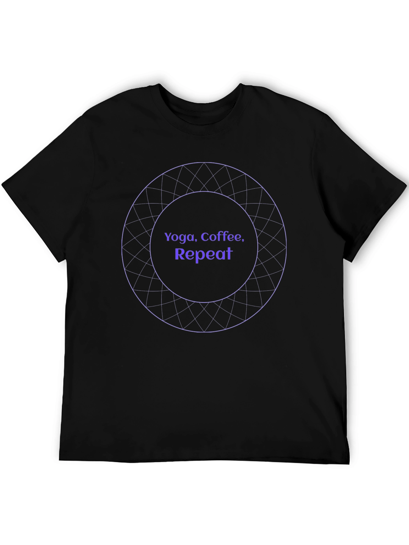 Black Yoga Coffee Repeat Graphic Tee - Black view 5