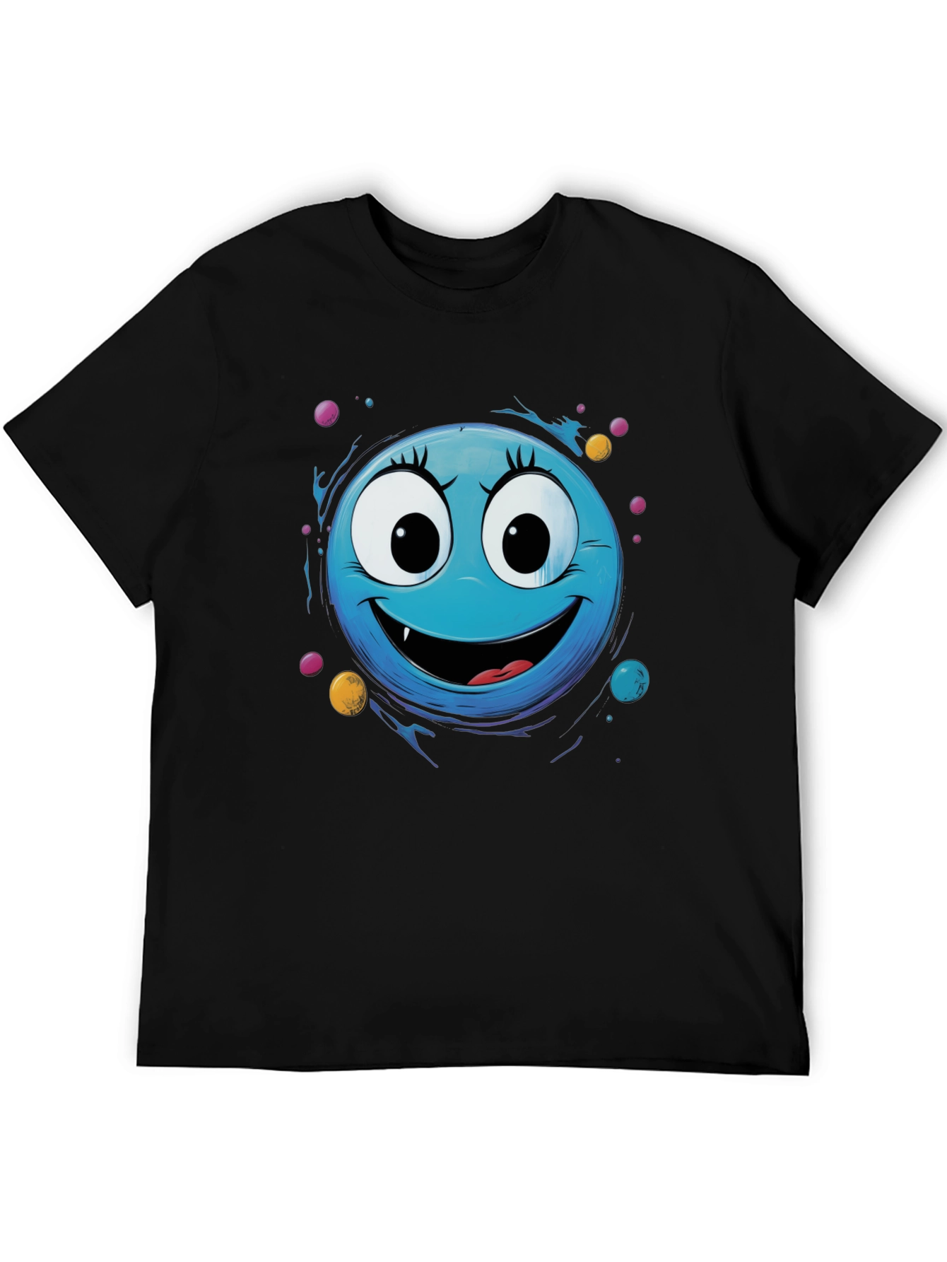 Black Blue Monster Face Graphic Tee view 5