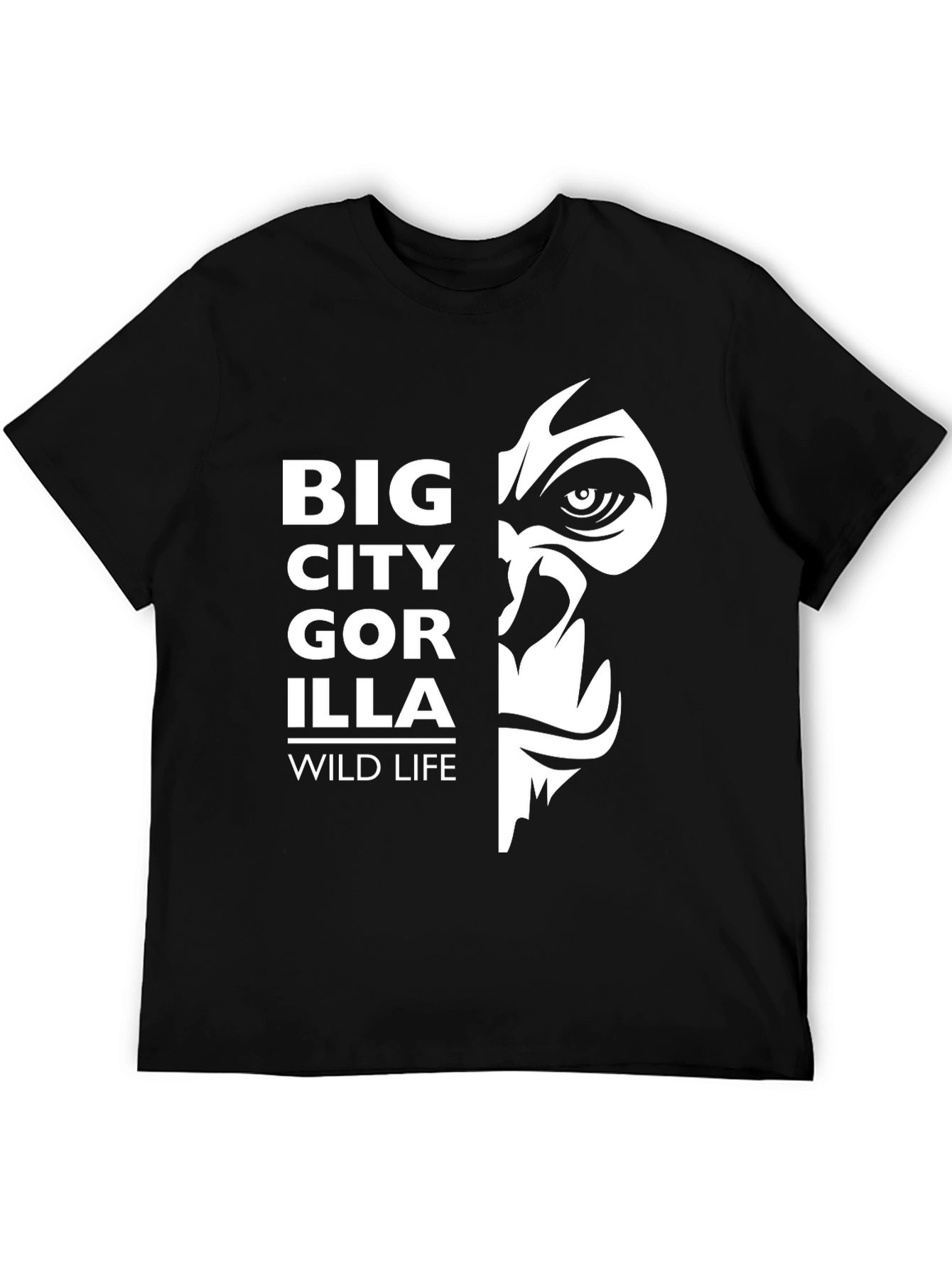 Black Big City Gorilla Wildlife T-Shirt - Black view 5