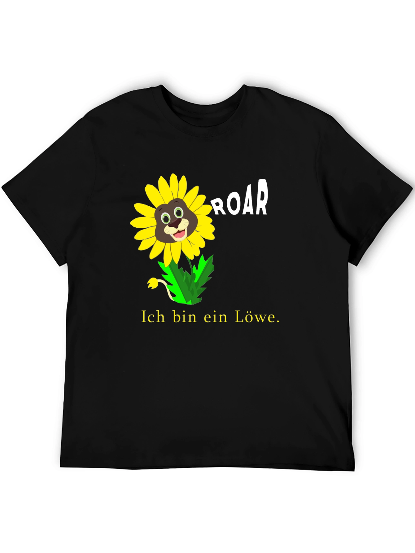 Black Ich Bin Ein Lowe Sunflower Lion Graphic T-Shirt view 5