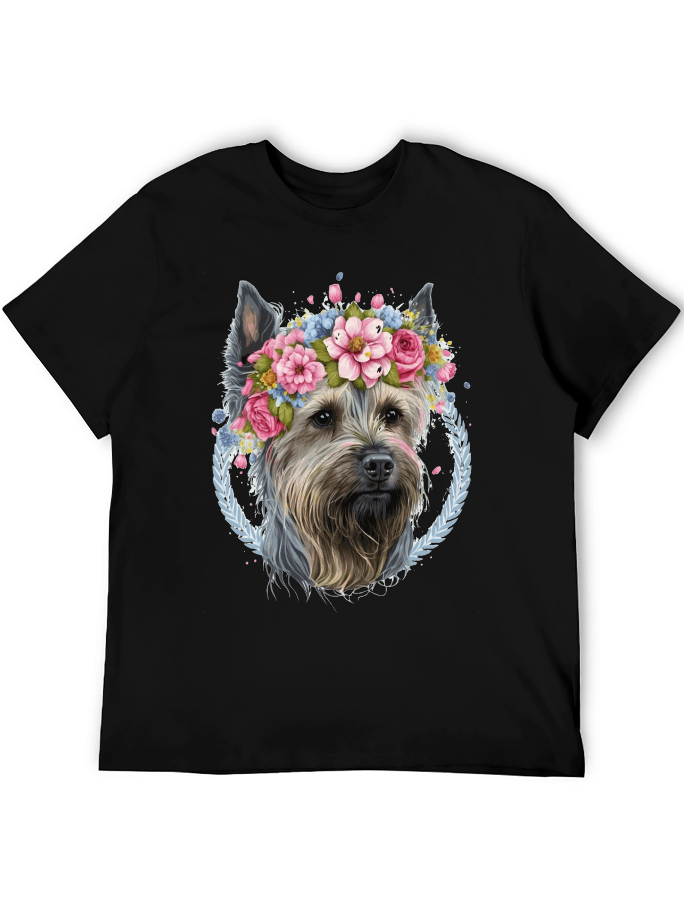 Black Dog Lover T-Shirt - Floral Crown Yorkie Tee view 5