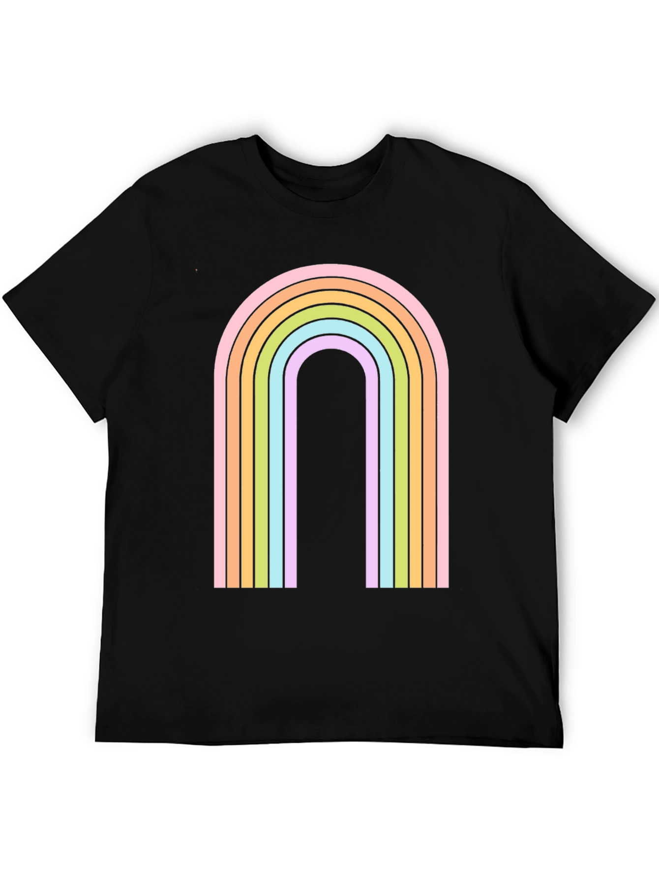 Black Retro Rainbow Arch Graphic Tee - Black view 5