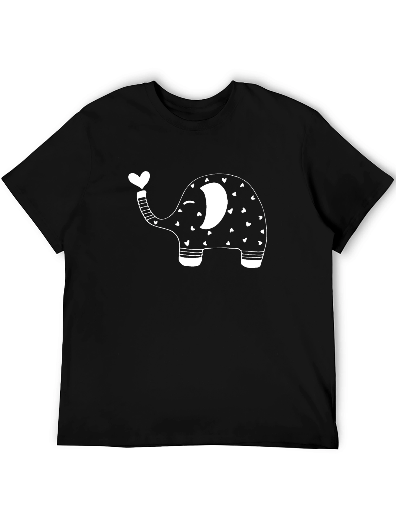 Black Cute Elephant Heart T-Shirt - Black Cotton Tee view 5