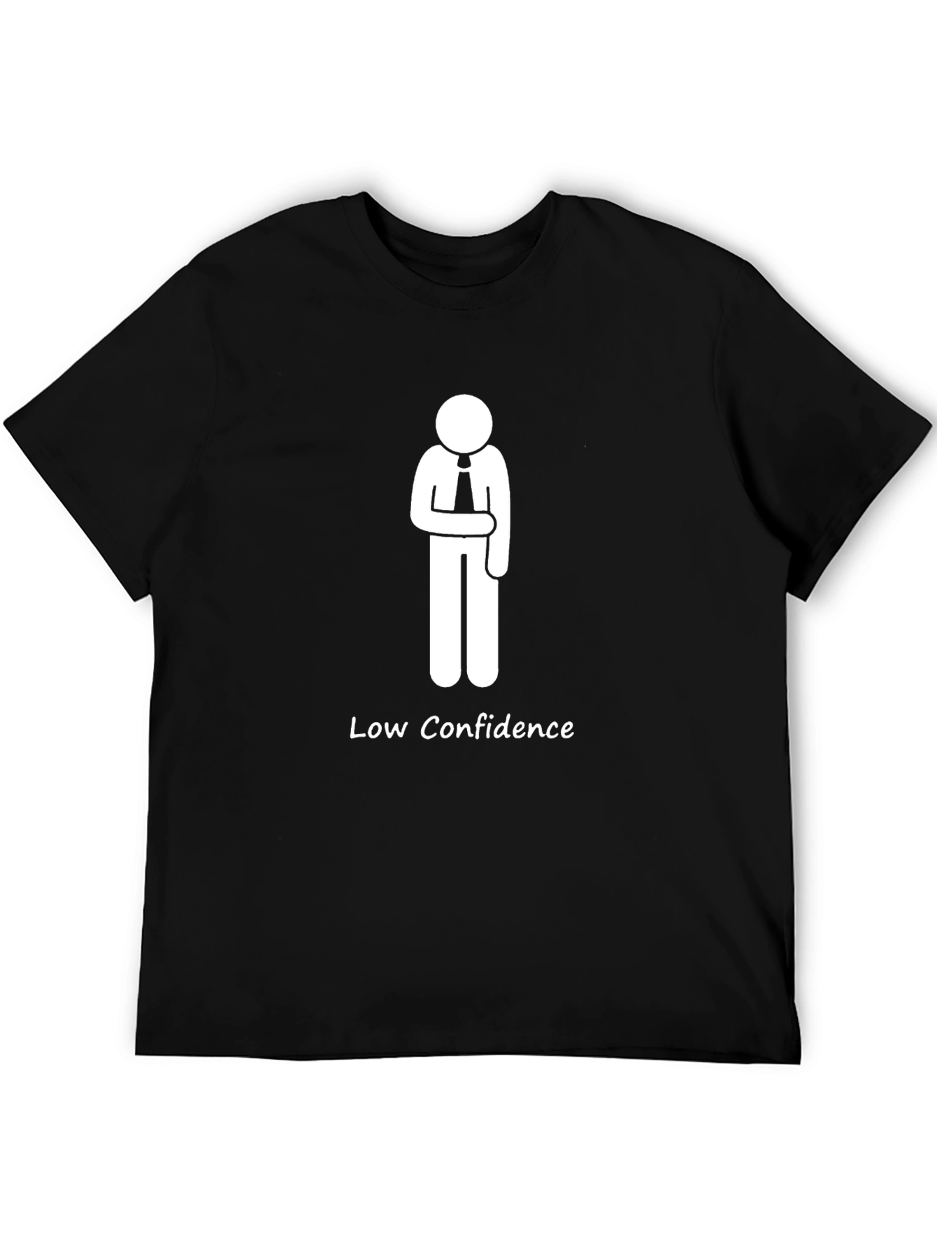 Black Low Confidence Funny Graphic Tee - Black T-Shirt view 5