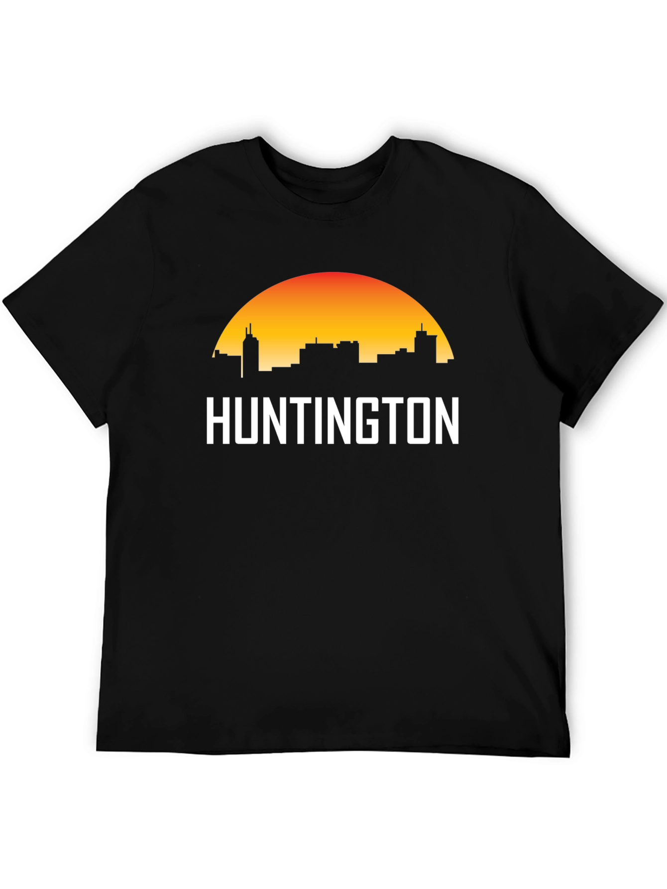Black Huntington City Skyline T-Shirt - Sunset Graphic Tee view 5
