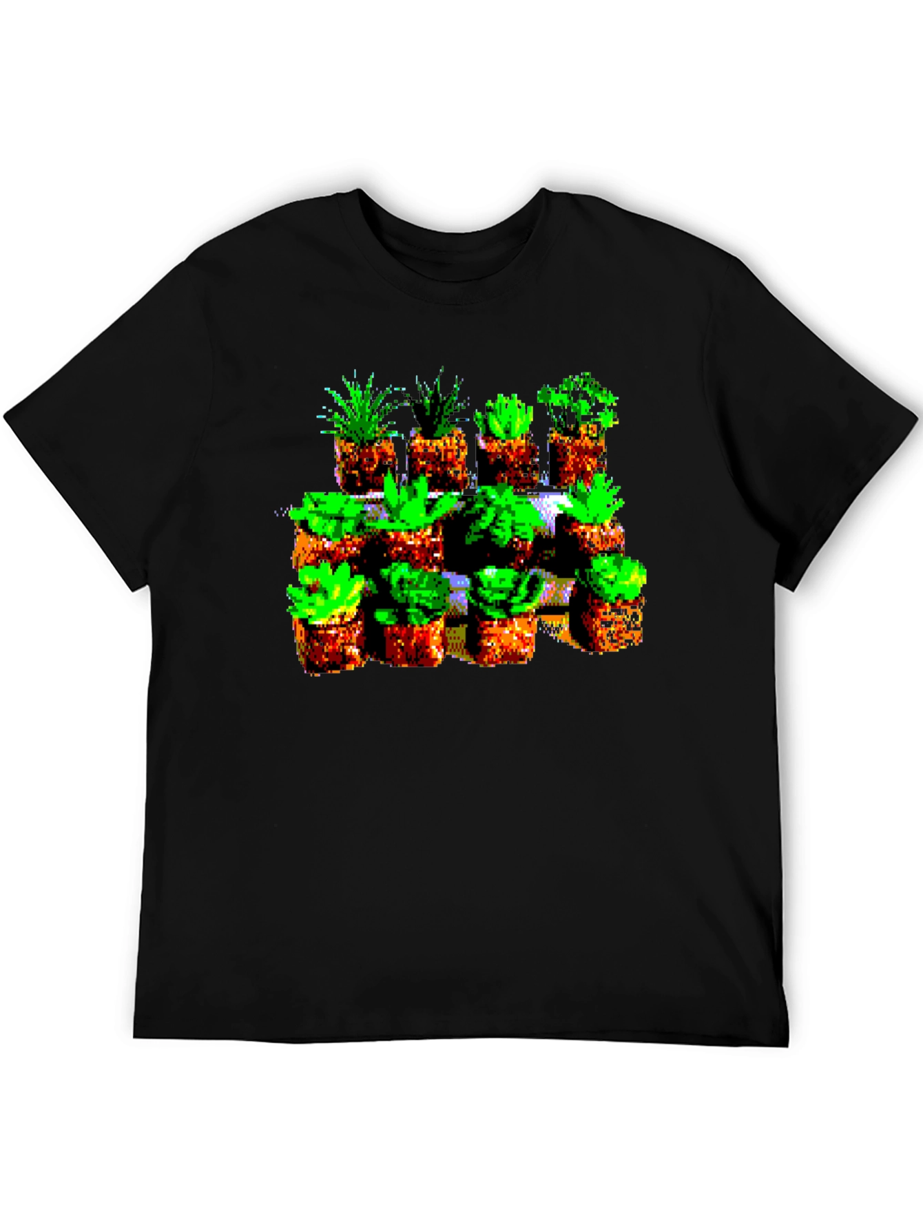 Black Pixelated Plant Lover Tee - Retro 8-Bit Style view 5