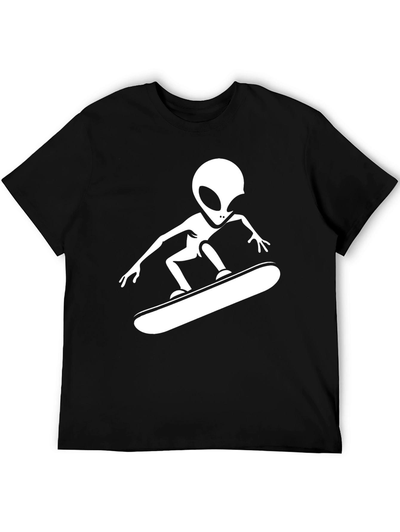 Black Alien Skateboarder Graphic Tee - Cool Casual Style view 5