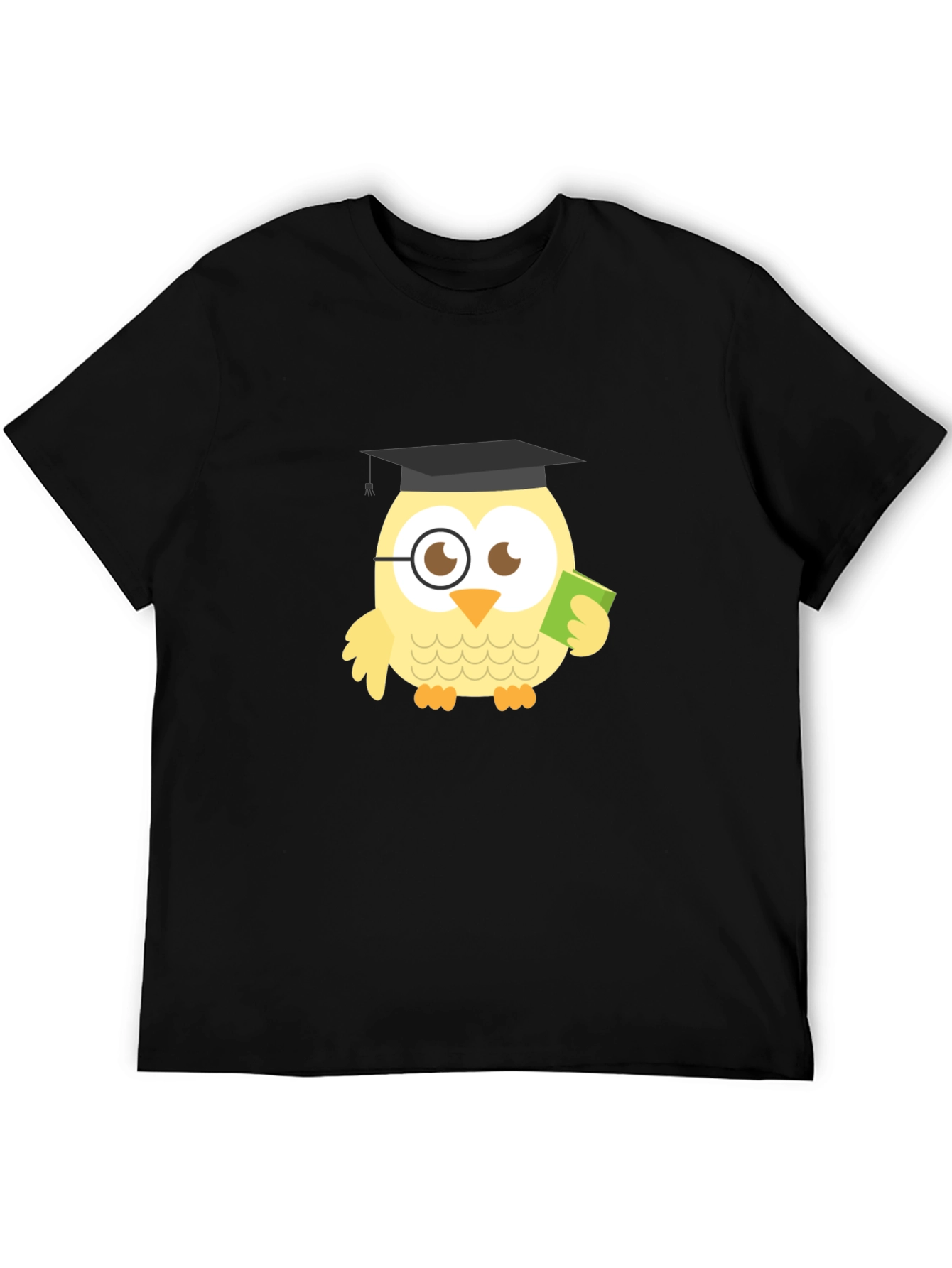 Black Funny Owl Grad Black T-Shirt view 5