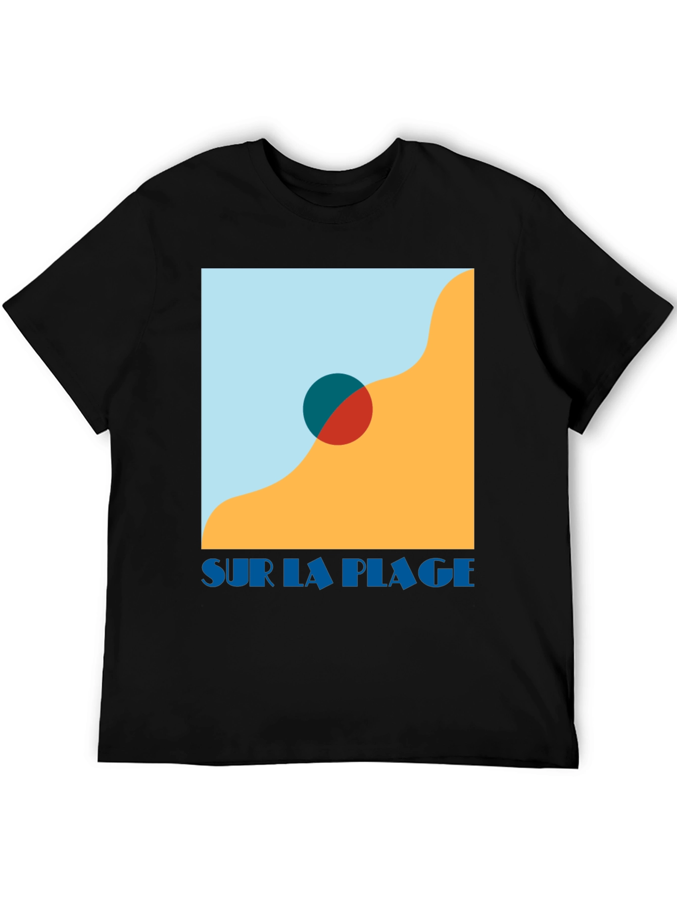 Black Sur La Plage Graphic Tee - Black Cotton T-Shirt view 5
