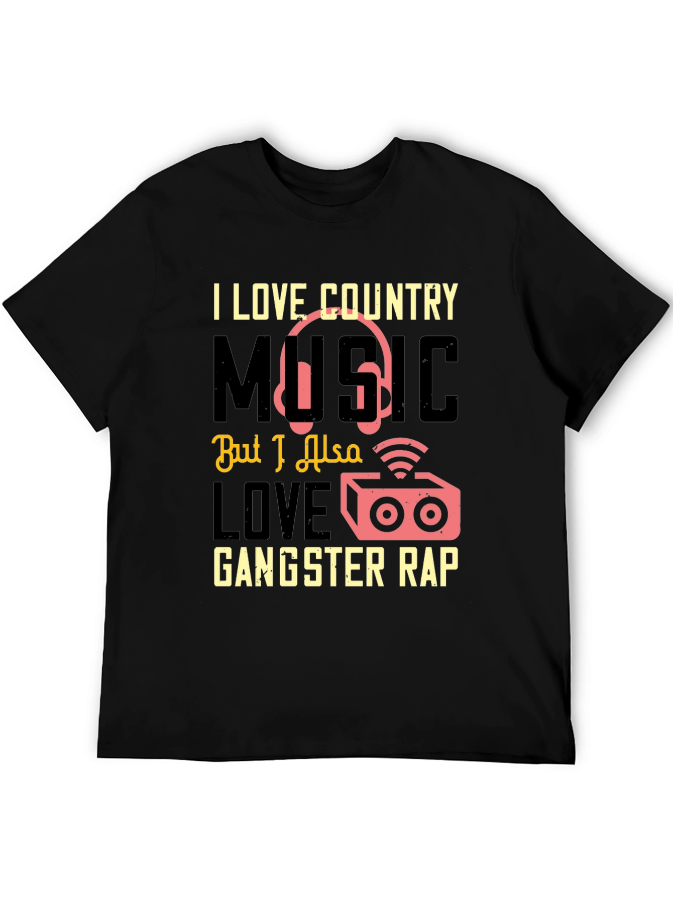 Black Country Music & Gangster Rap Graphic T-Shirt view 5