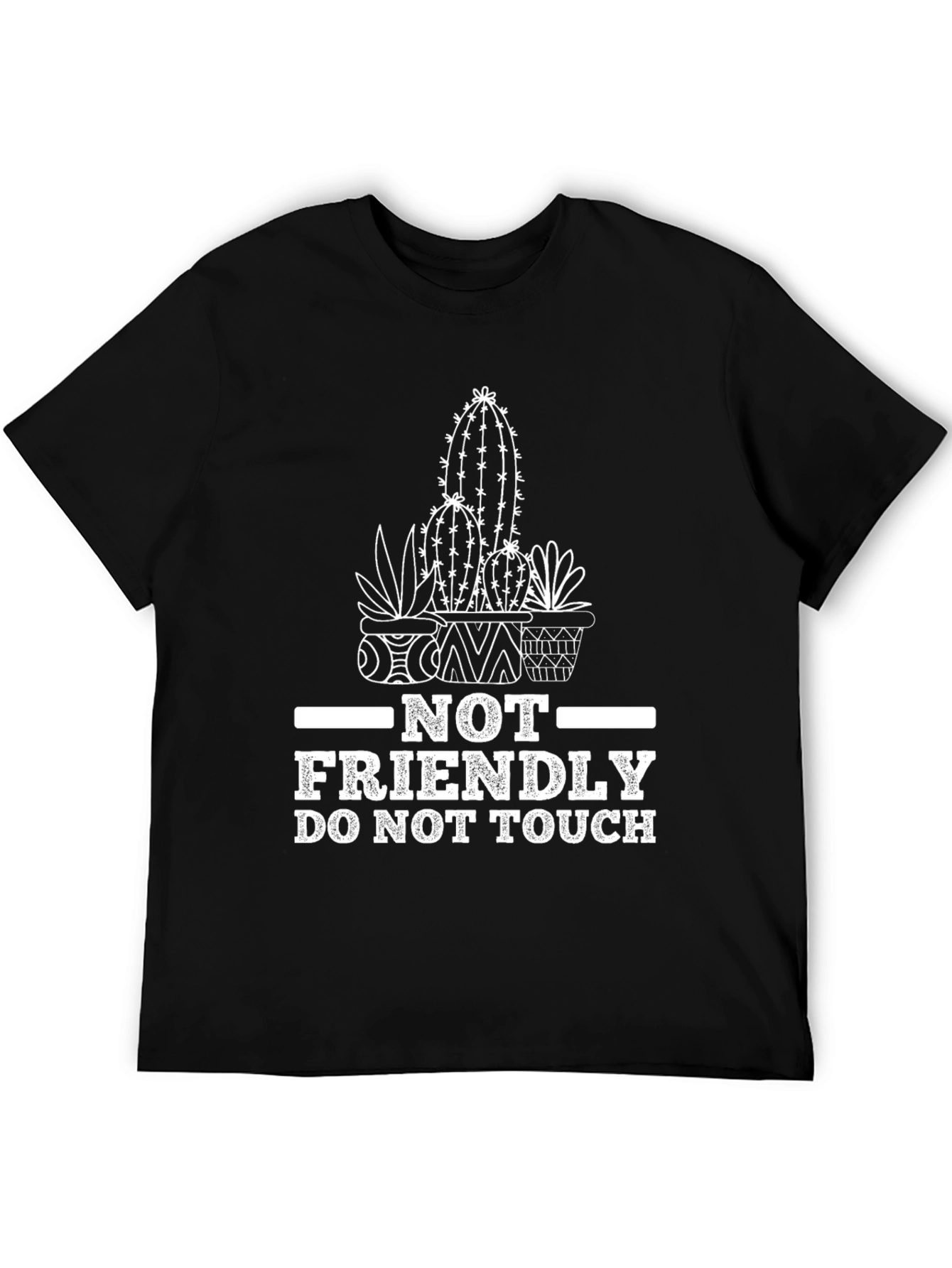 Black Not Friendly Do Not Touch Cactus Graphic Tee view 5