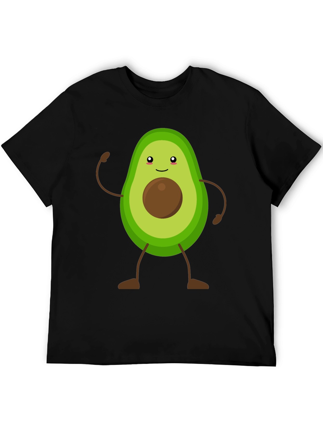 Avocado Cartoon Graphic T-Shirt - Black Casual Tee - 5