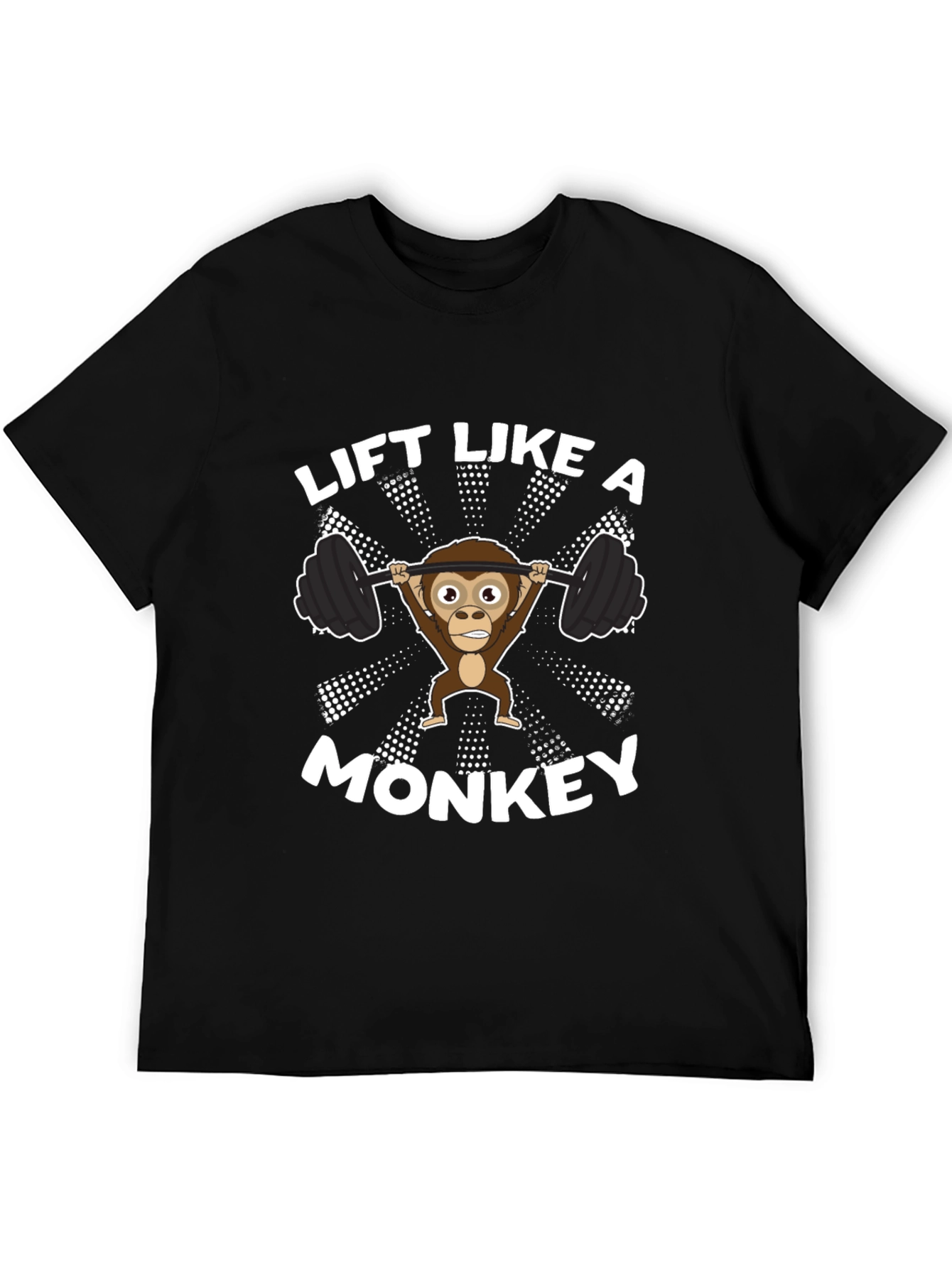 Black Lift Like a Monkey T-Shirt - Funny Gym Workout Tee view 5