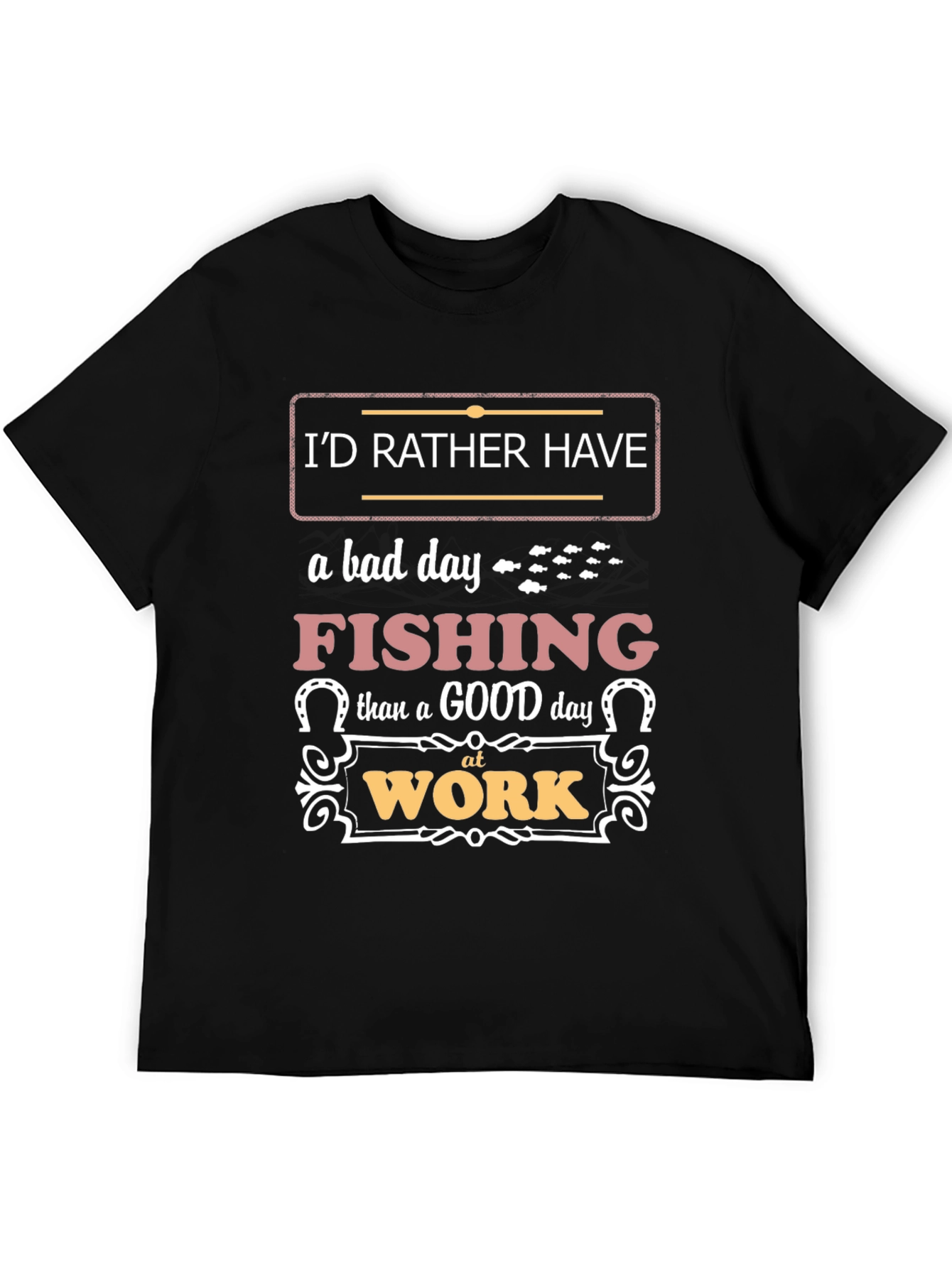 Black Fishing Over Work Graphic Tee view 5
