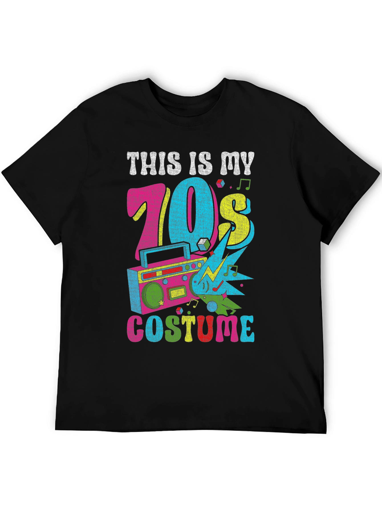 Black Retro 70s Costume T-Shirt view 5