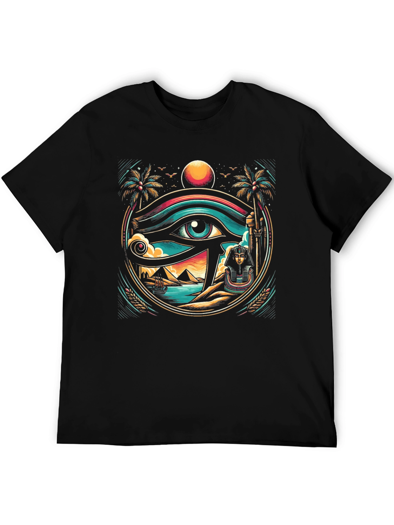 Black Egyptian Eye Graphic Tee - Unique Print Shirt view 5
