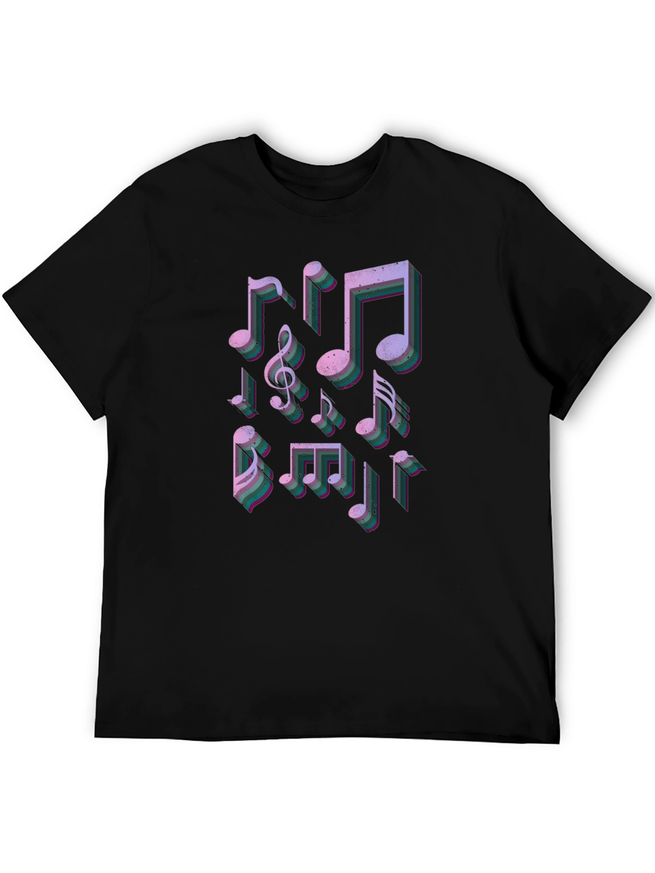 Black Musical Notes Graphic Tee - Stylish Black T-Shirt view 5