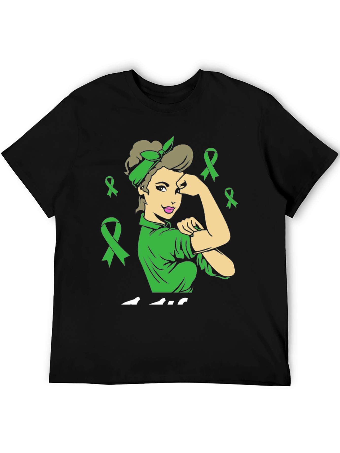 Black Empowered Woman Green Ribbon T-Shirt view 5