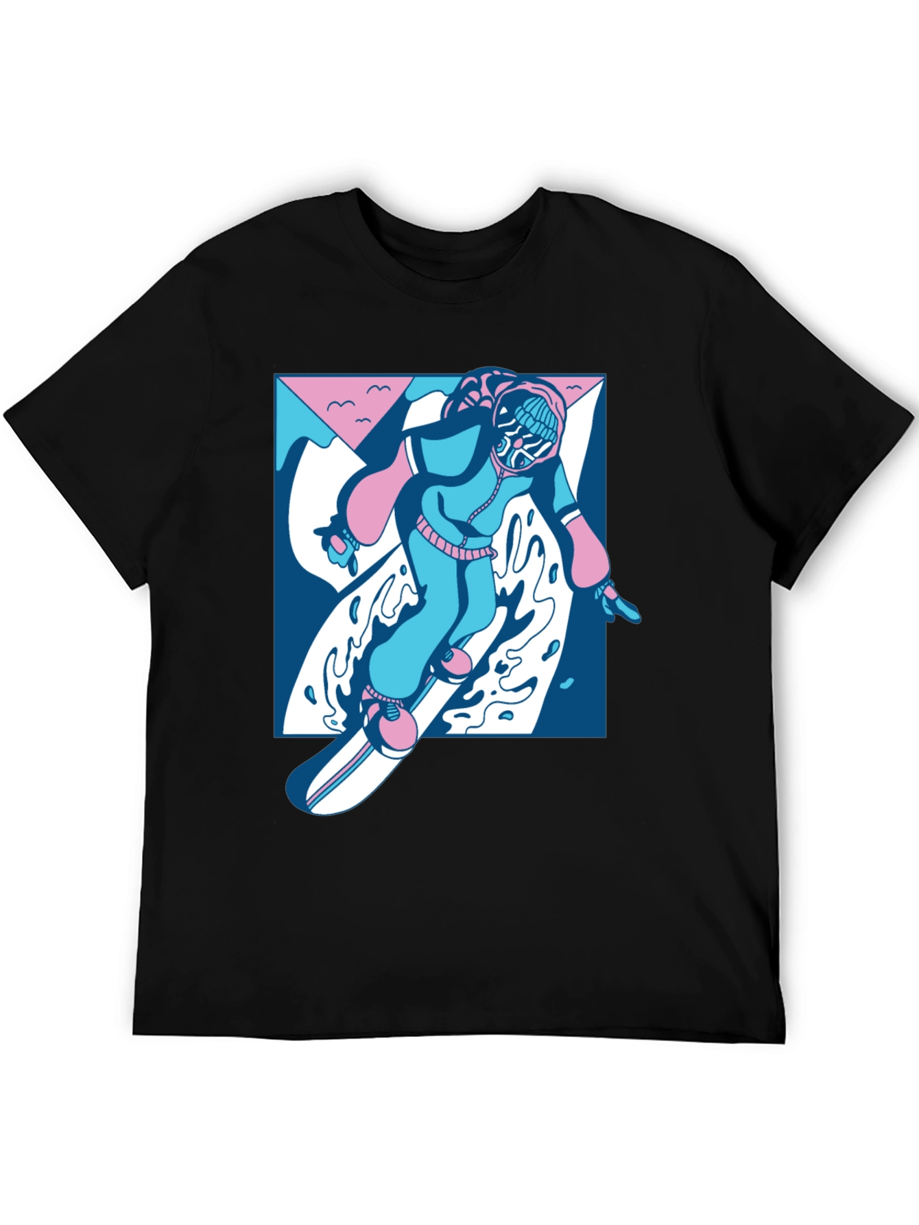 Black Retro Snowboarder Graphic Tee - Black view 5