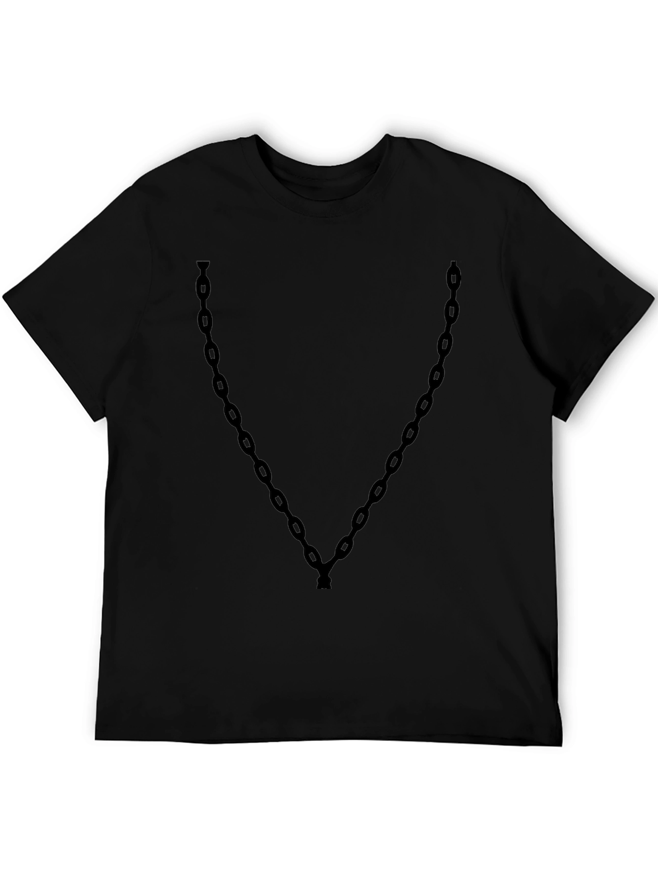 Black Men's Black Chain Graphic Tee - Casual Style view 5