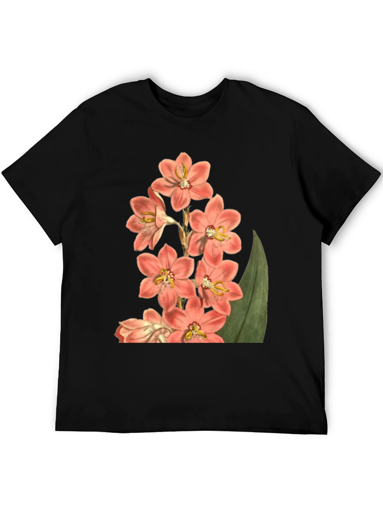 Black Floral Print T-Shirt - Black Cotton Blend view 5