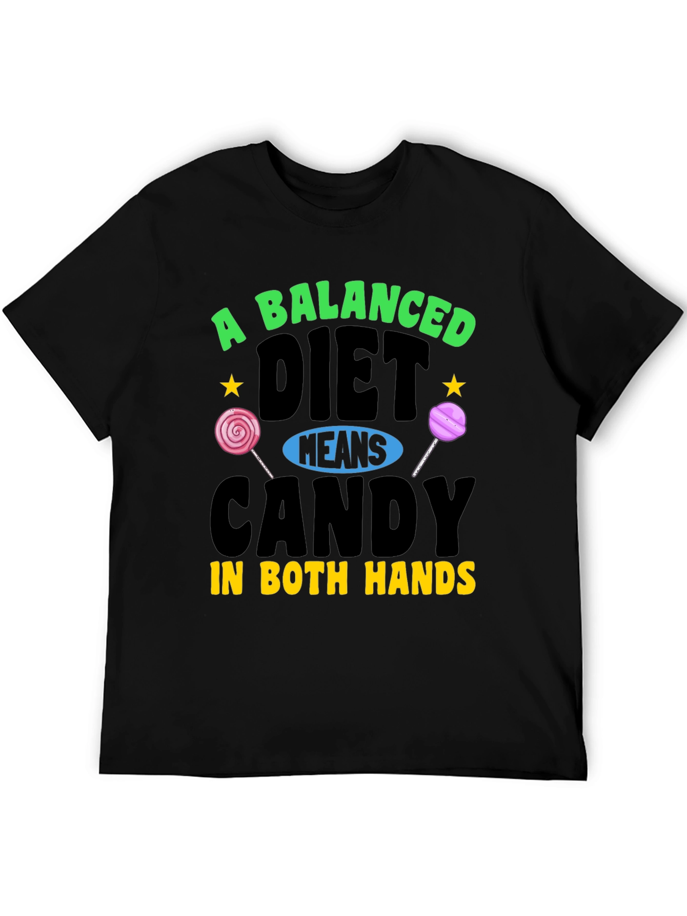 Black Balanced Diet Candy T-Shirt, Funny Graphic Tee view 5