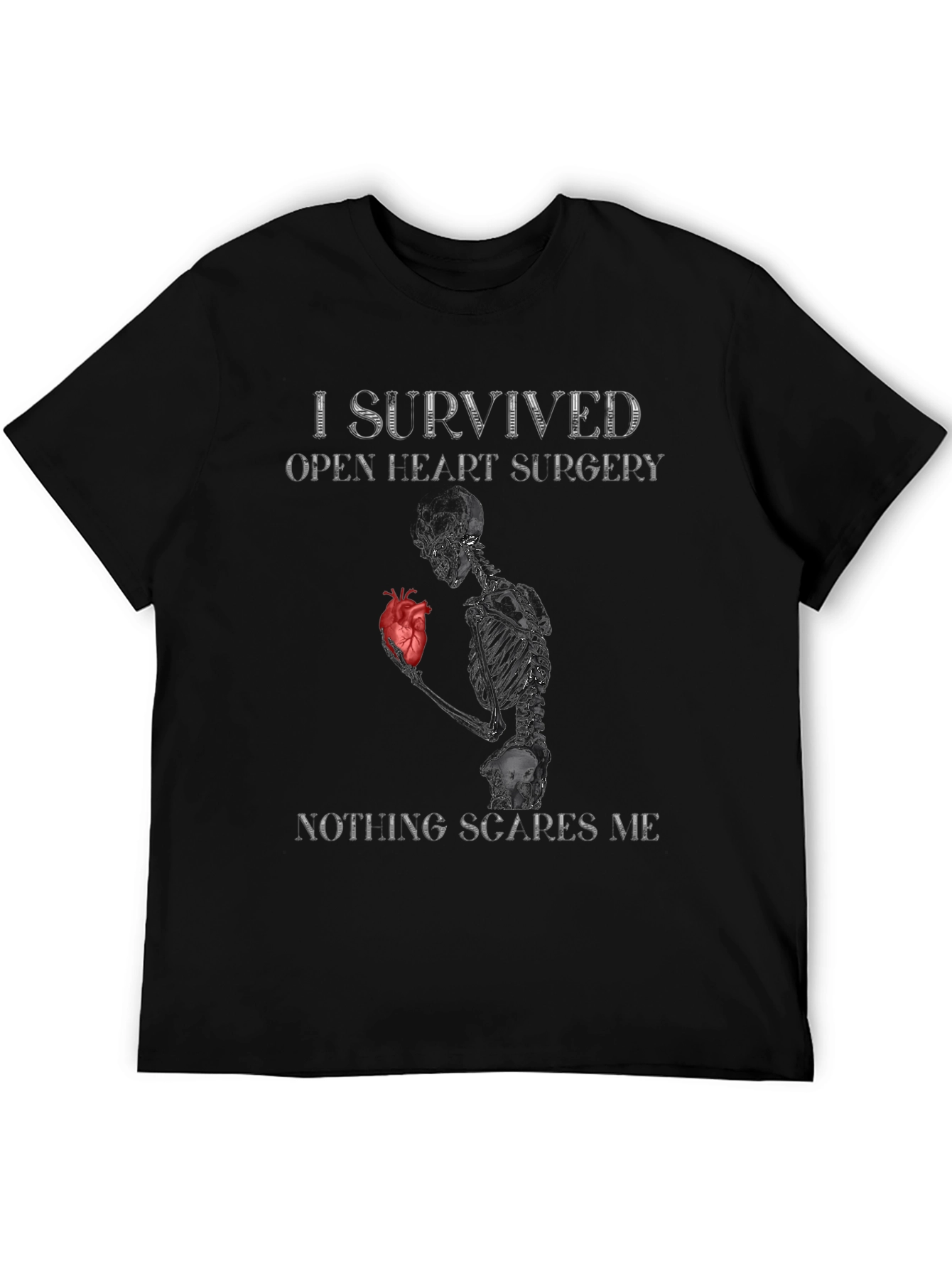 Black I Survived Open Heart Surgery Graphic Tee view 5
