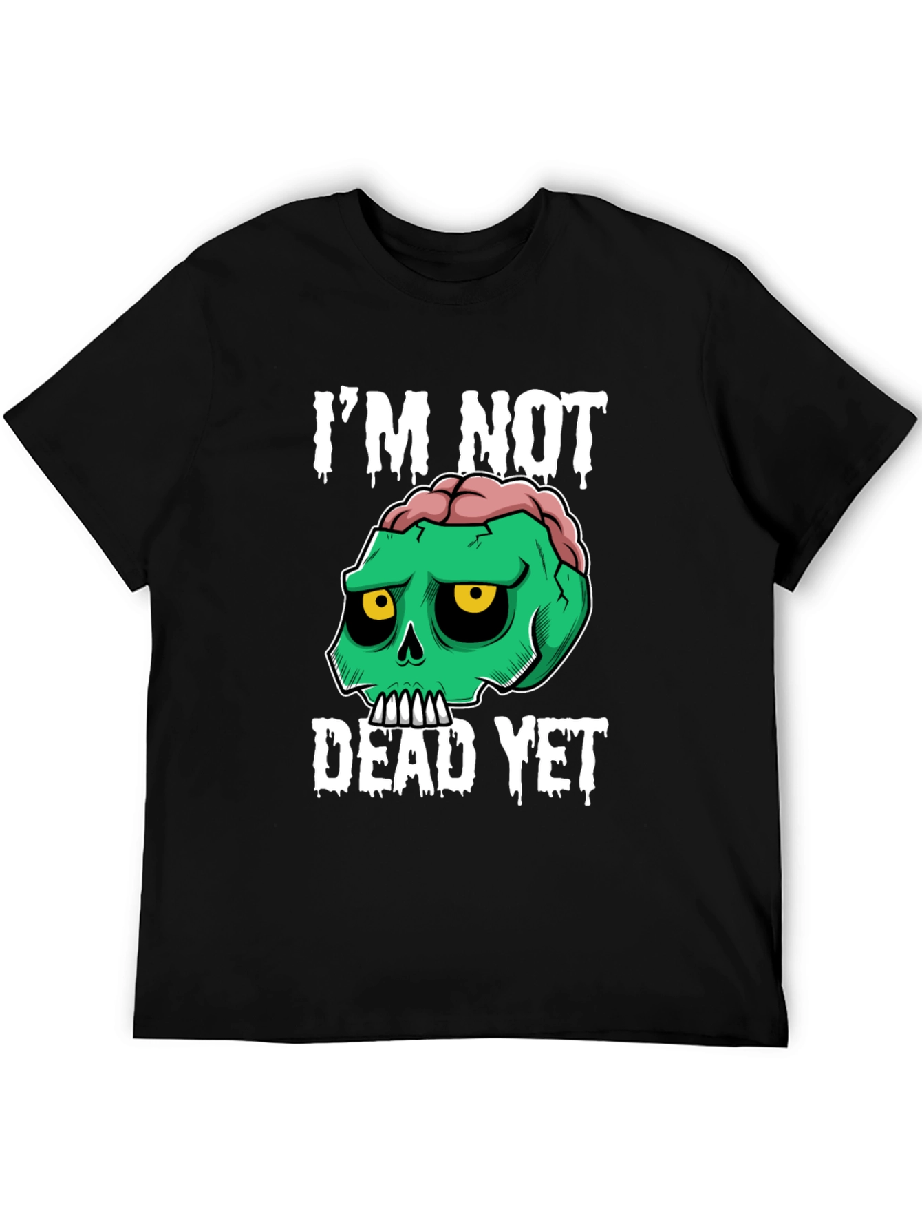 Black I'm Not Dead Yet Graphic Tee - Zombie Skull Humor view 5