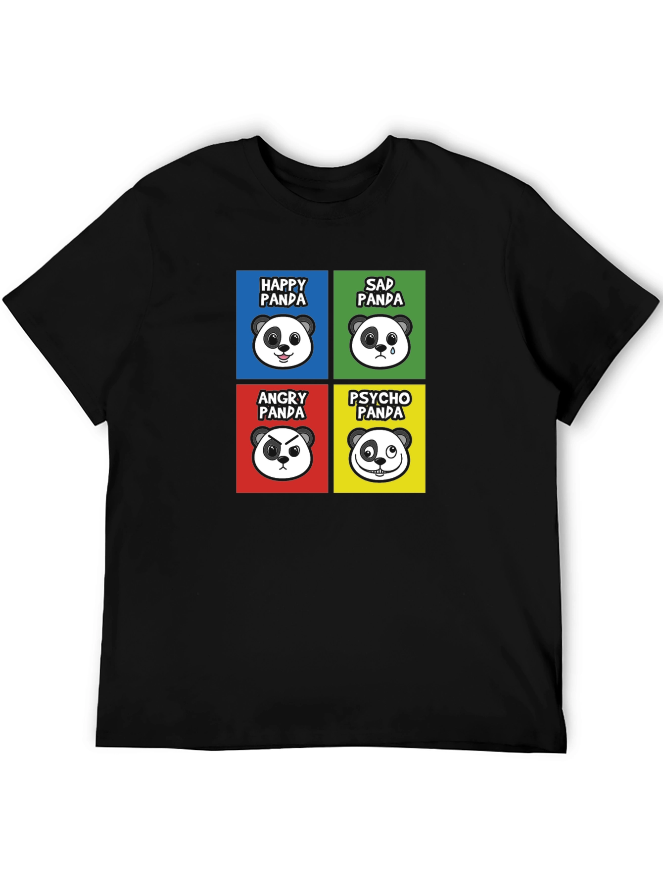 Black Emotional Panda Graphic Tee - Black Cotton Blend T-Shirt view 5