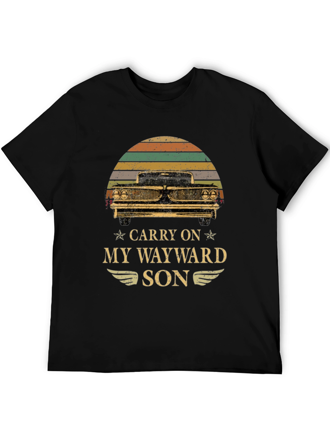 Black Carry On My Wayward Son Graphic Tee view 5