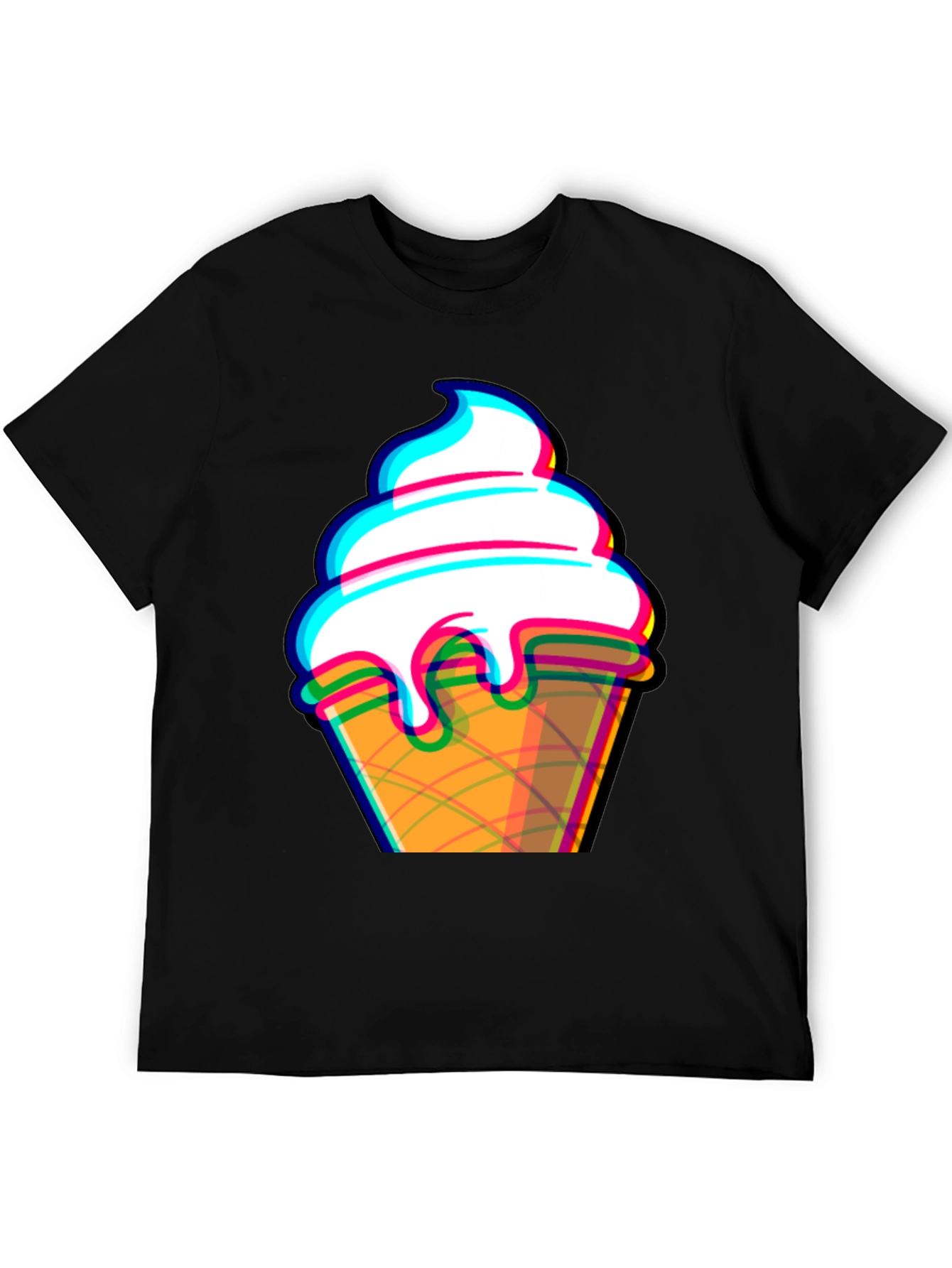 Black Ice Cream Cone Graphic Tee - Black Cotton T-Shirt view 5