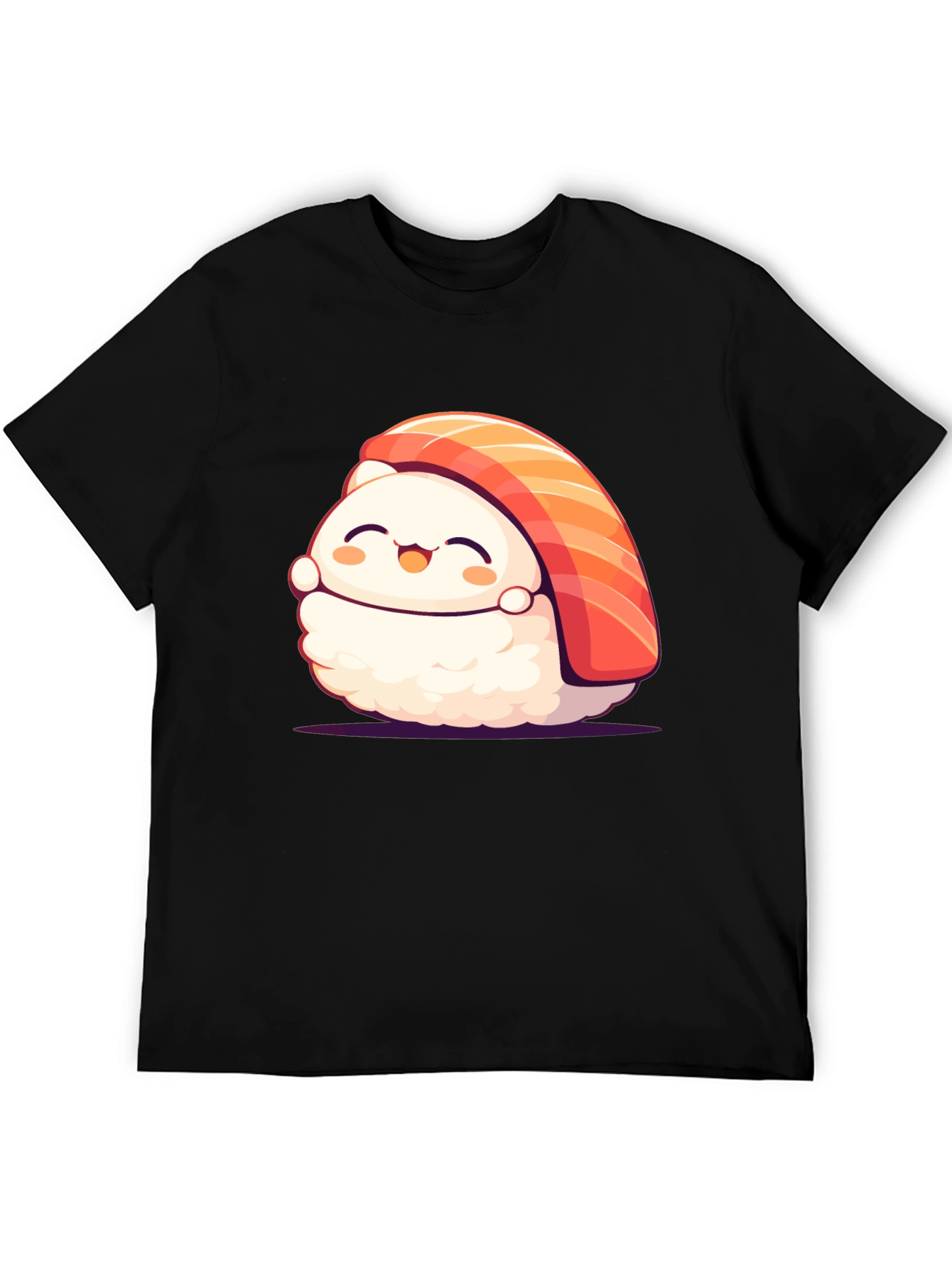 Black Cute Sushi Graphic T-Shirt - Black view 5