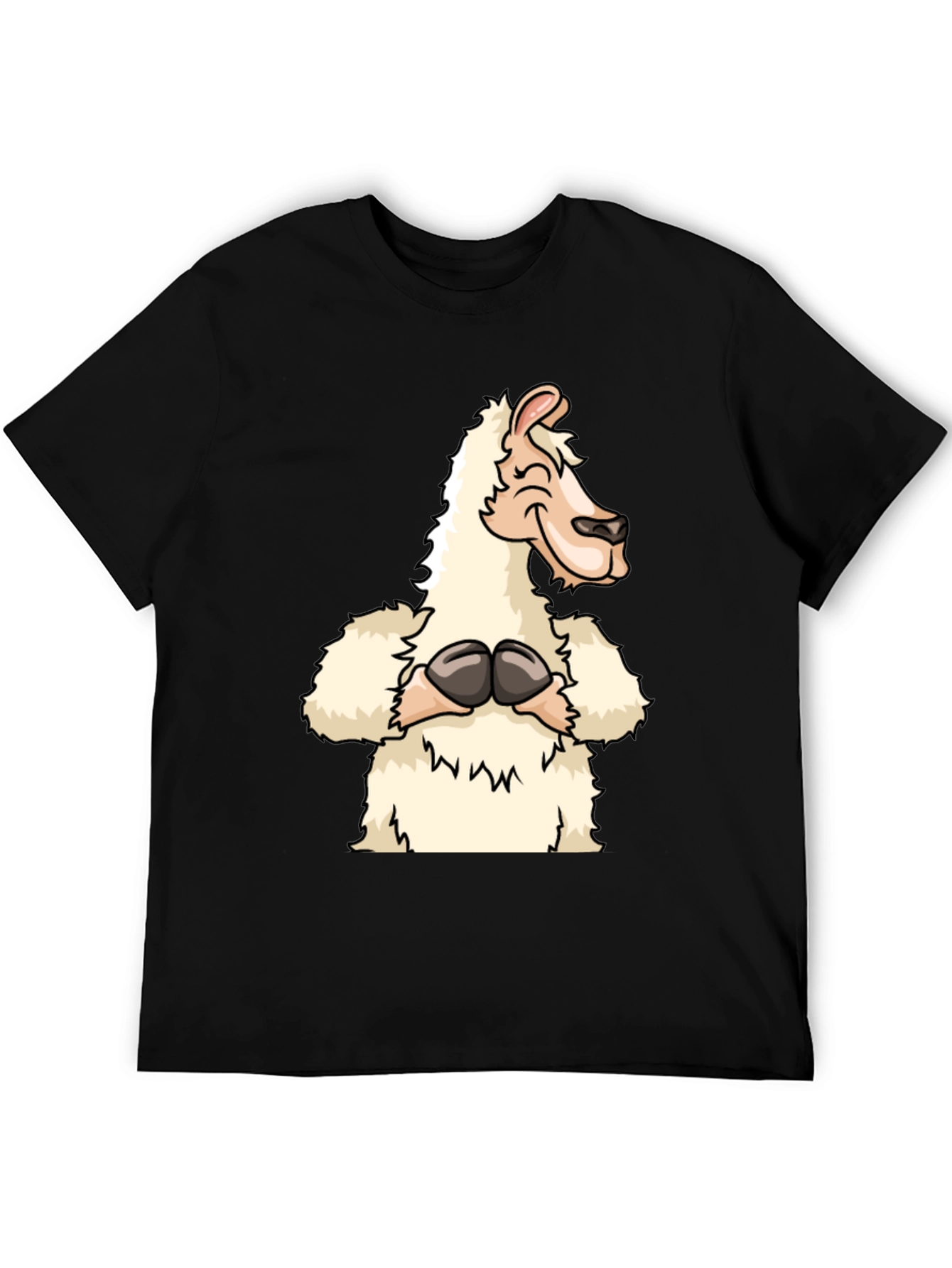 Black Funny Llama Graphic Tee - Black Cotton T-Shirt view 5