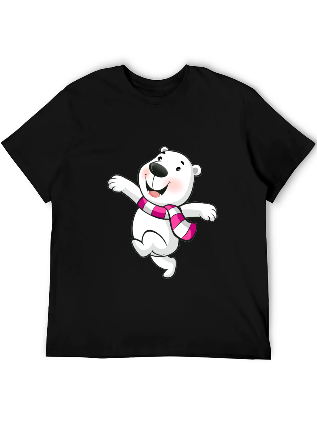 Black Cute Bear Graphic Tee - Black Cotton Blend Shirt view 5