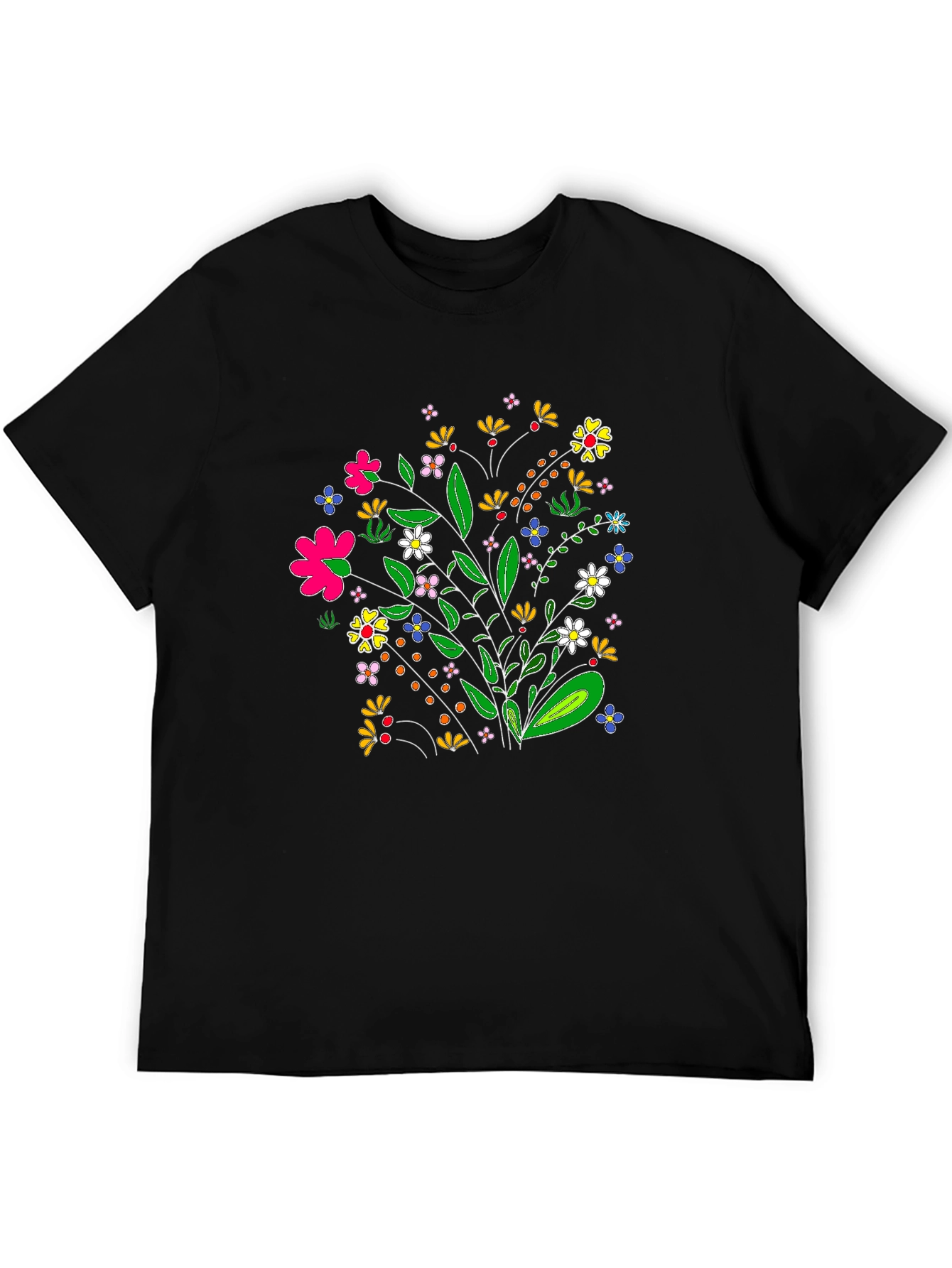 Black Floral Bouquet Graphic Tee - Black T-Shirt view 5
