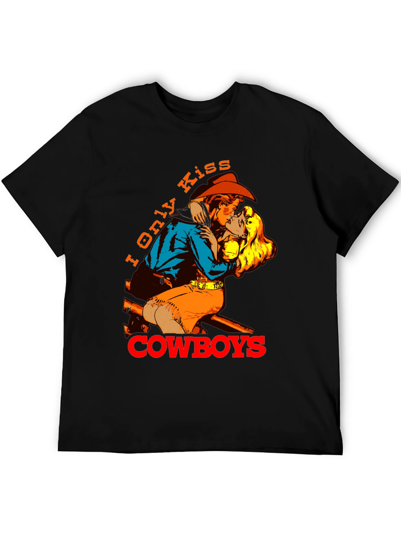 Black I Only Kiss Cowboys Graphic Tee - Western Style view 5