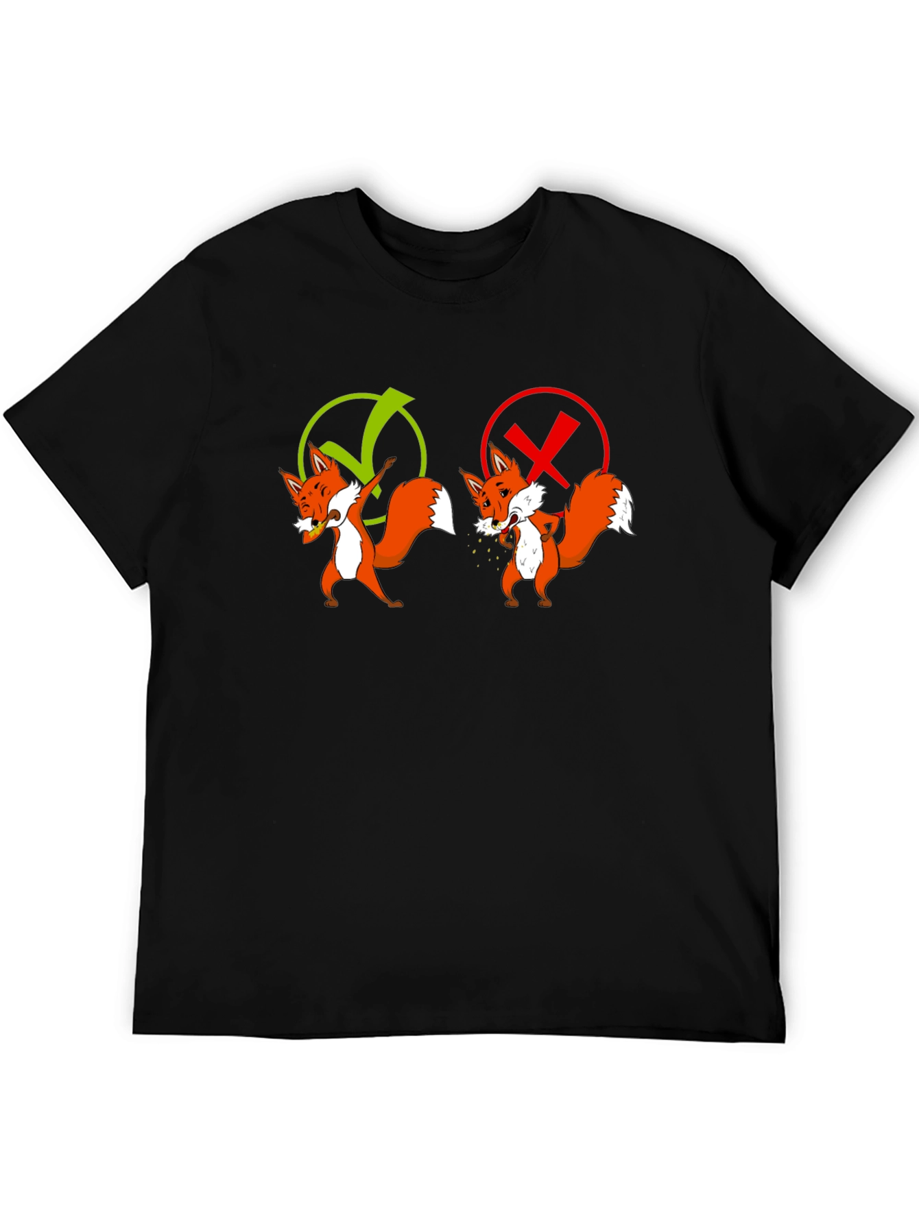Black Funny Fox T-Shirt - Right vs Wrong view 5