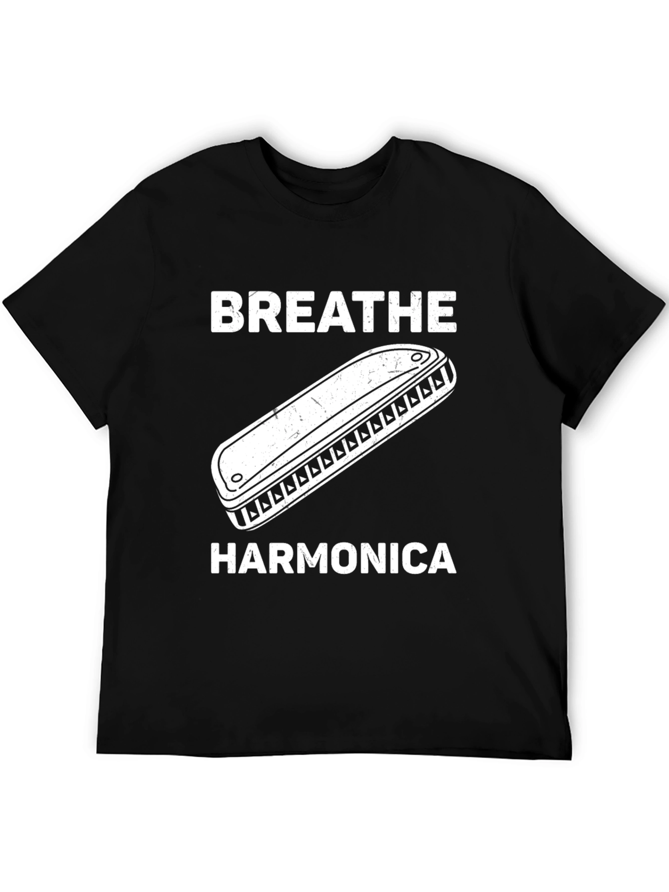 Black Breathe Harmonica Graphic T-Shirt, Music Lover Tee view 5